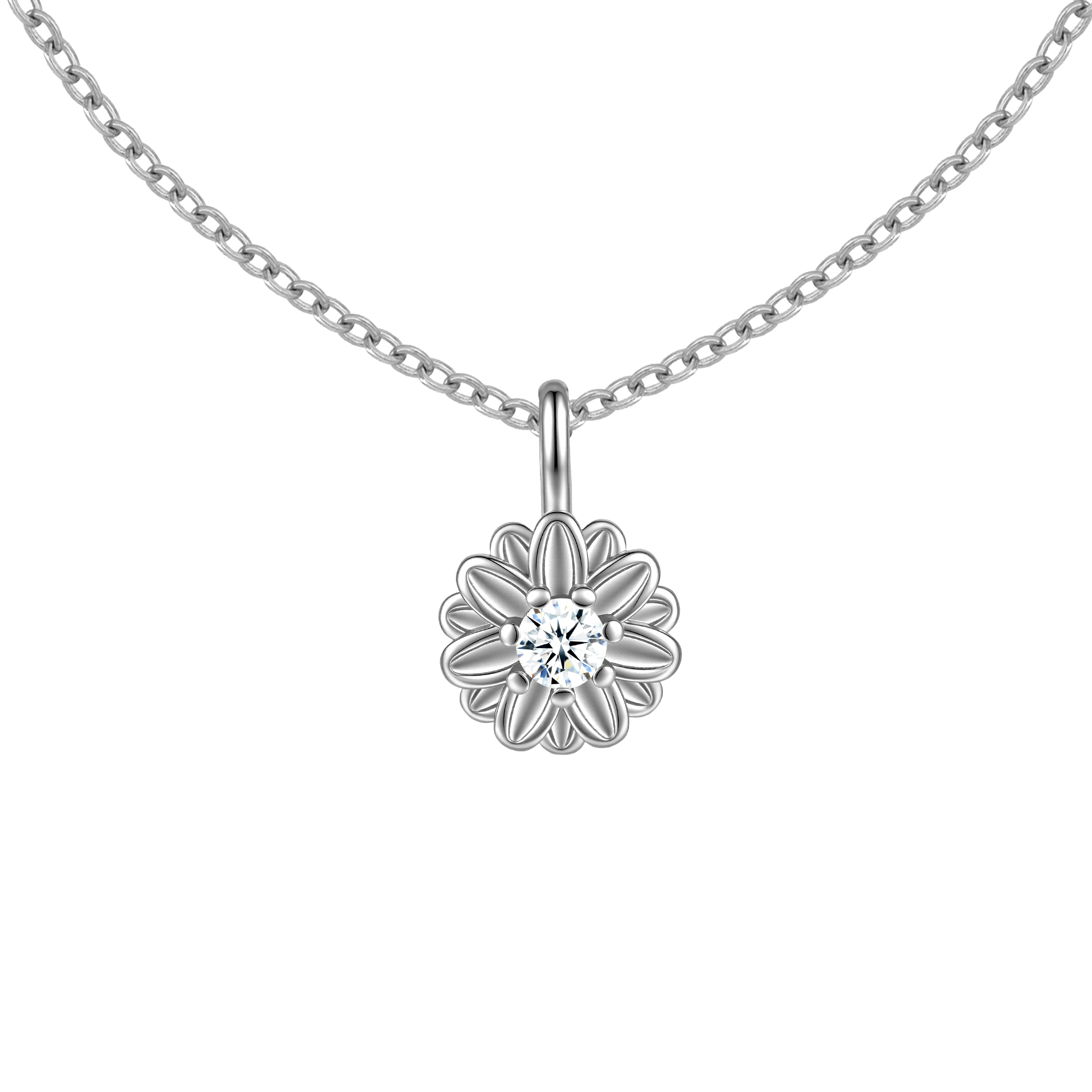 Picture of silver birth bloom daisy-crystal birthstone neckla