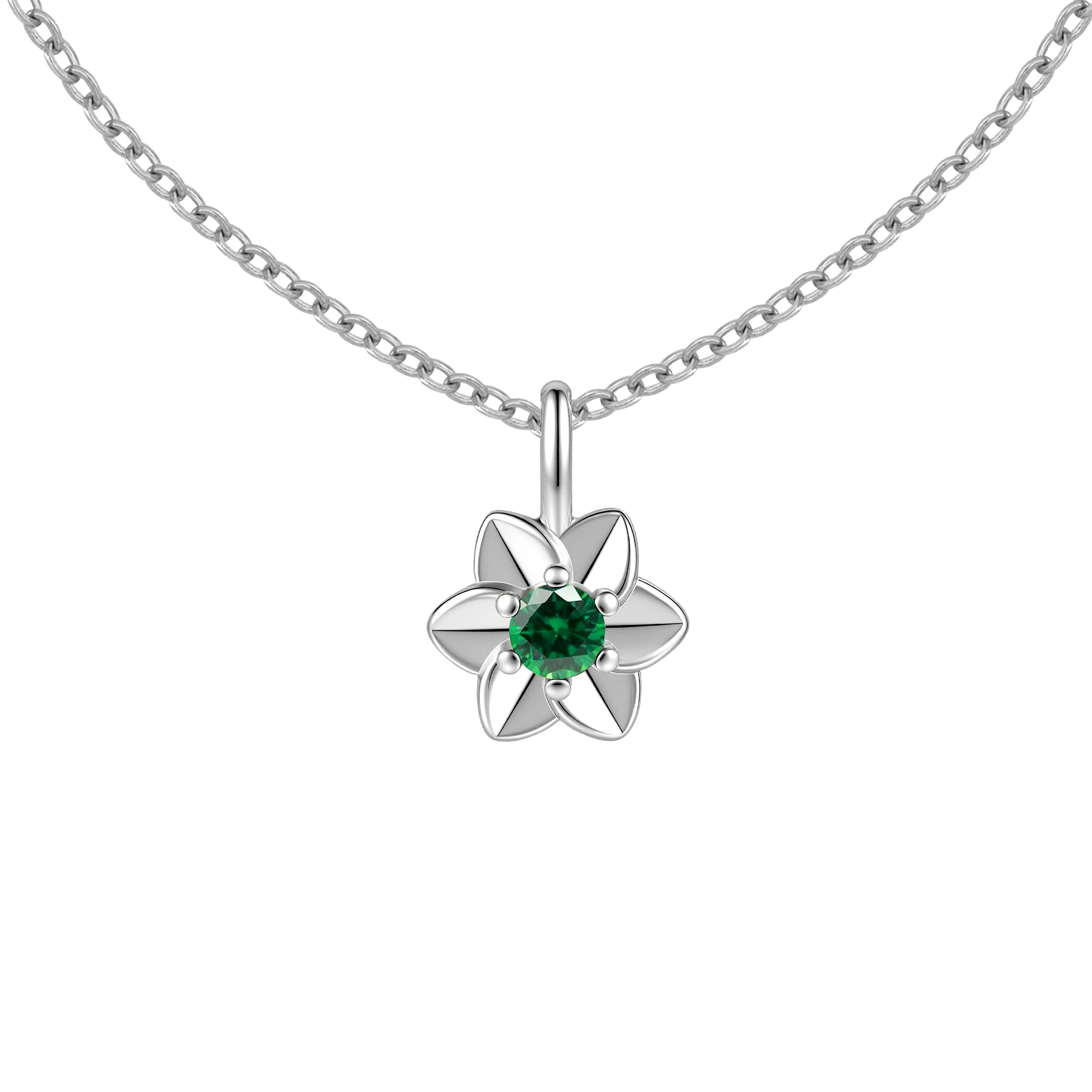 Picture of silver birth bloom hawthorn-emerald birthstone nec