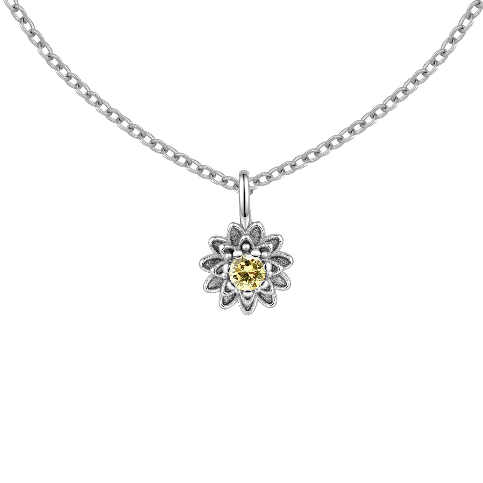 Picture of silver birth bloom chrysanthemum-topaz birthstone 