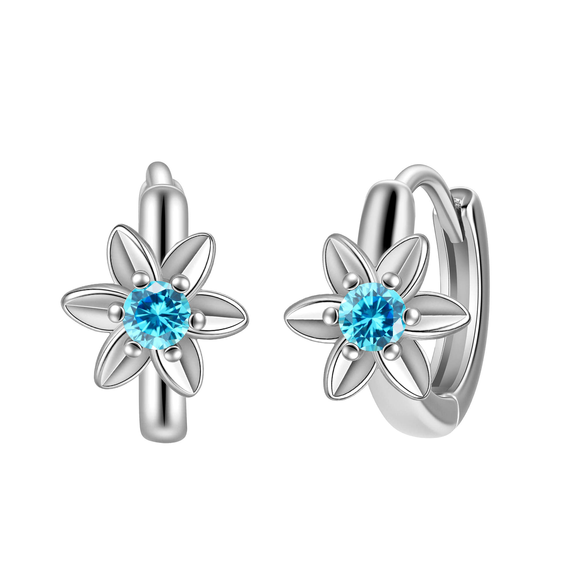 Picture of silver birth bloom daffodil-aquamarine birthstone 
