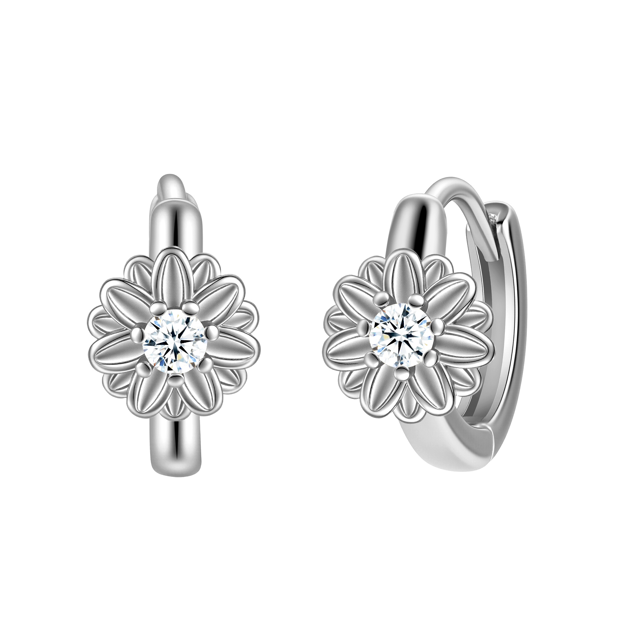 Picture of silver birth bloom daisy-crystal birthstone earrin
