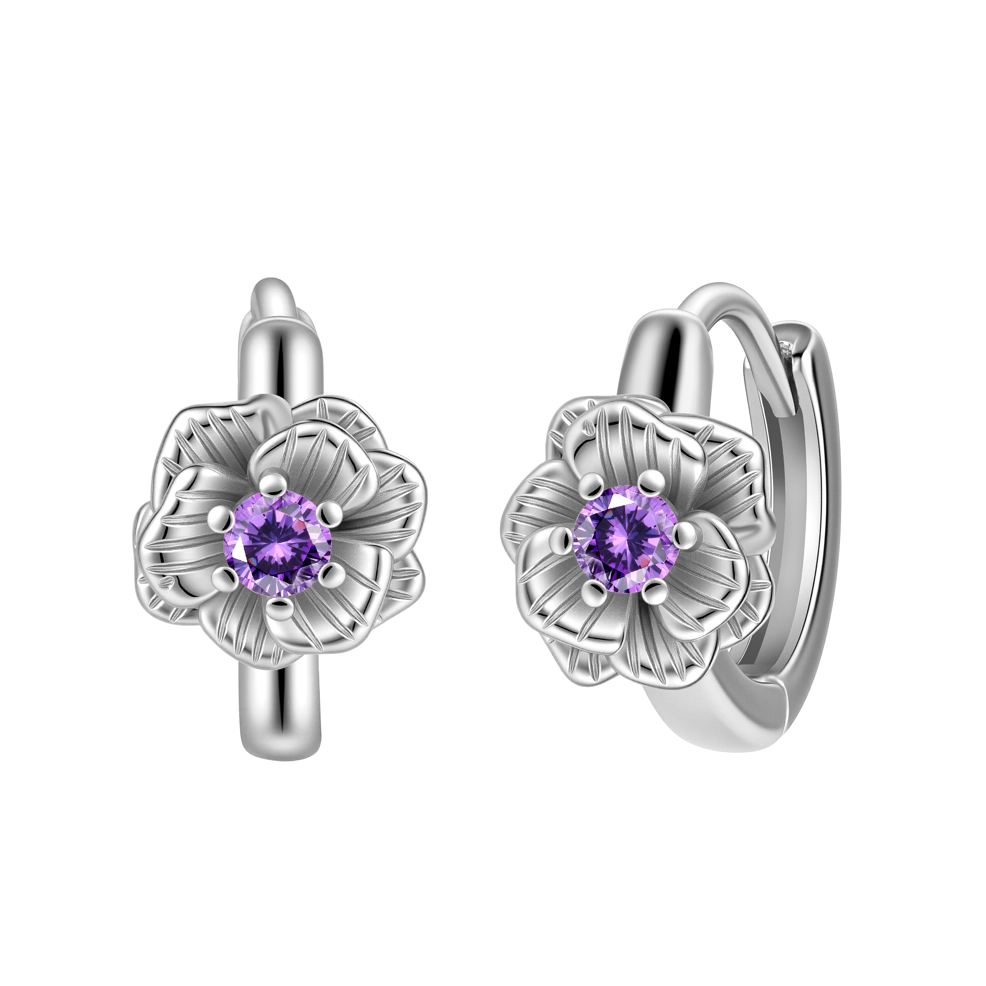 Picture of silver birth bloom rose-light amethyst birthstone 
