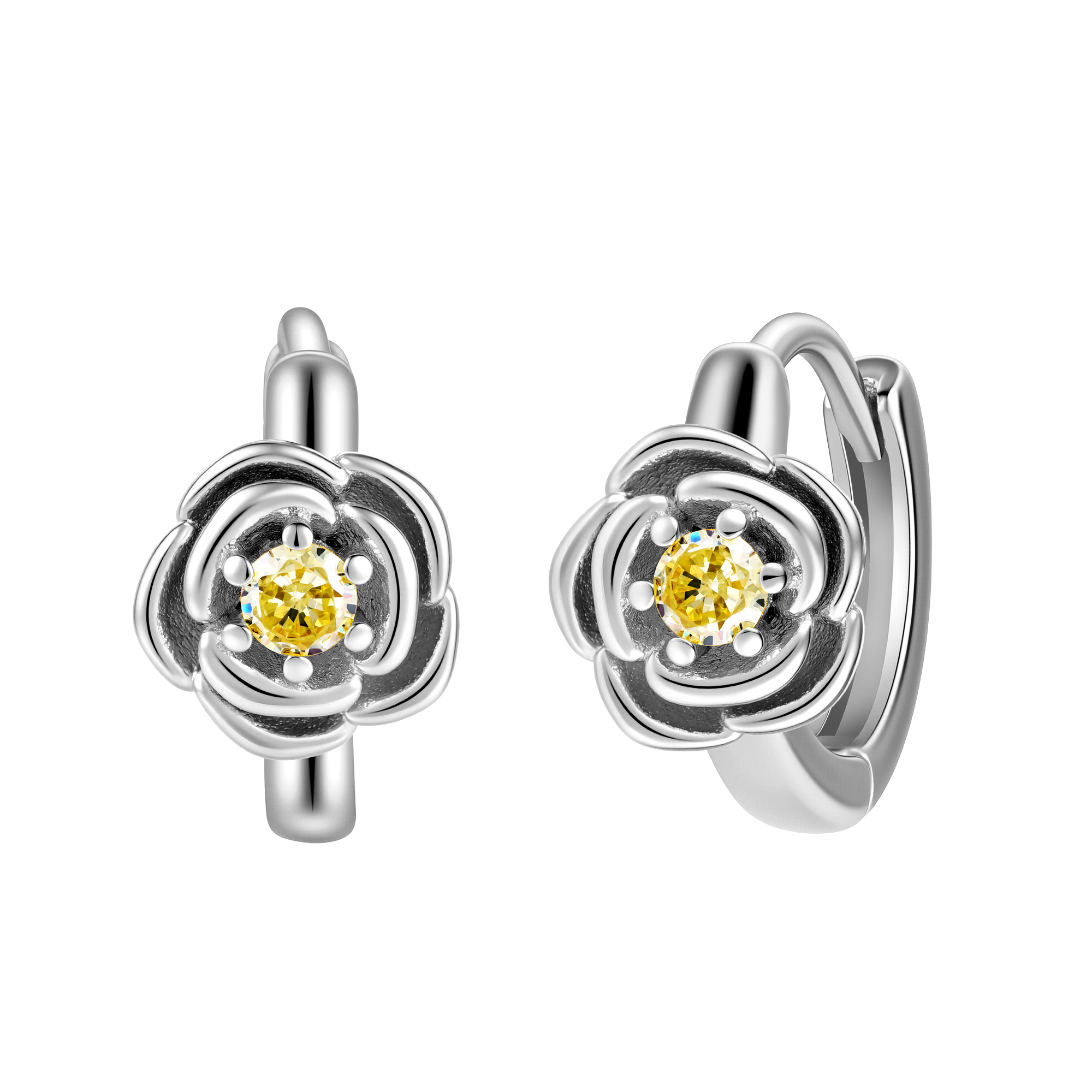 Picture of silver birth bloom poppy-peridot birthstone earrin