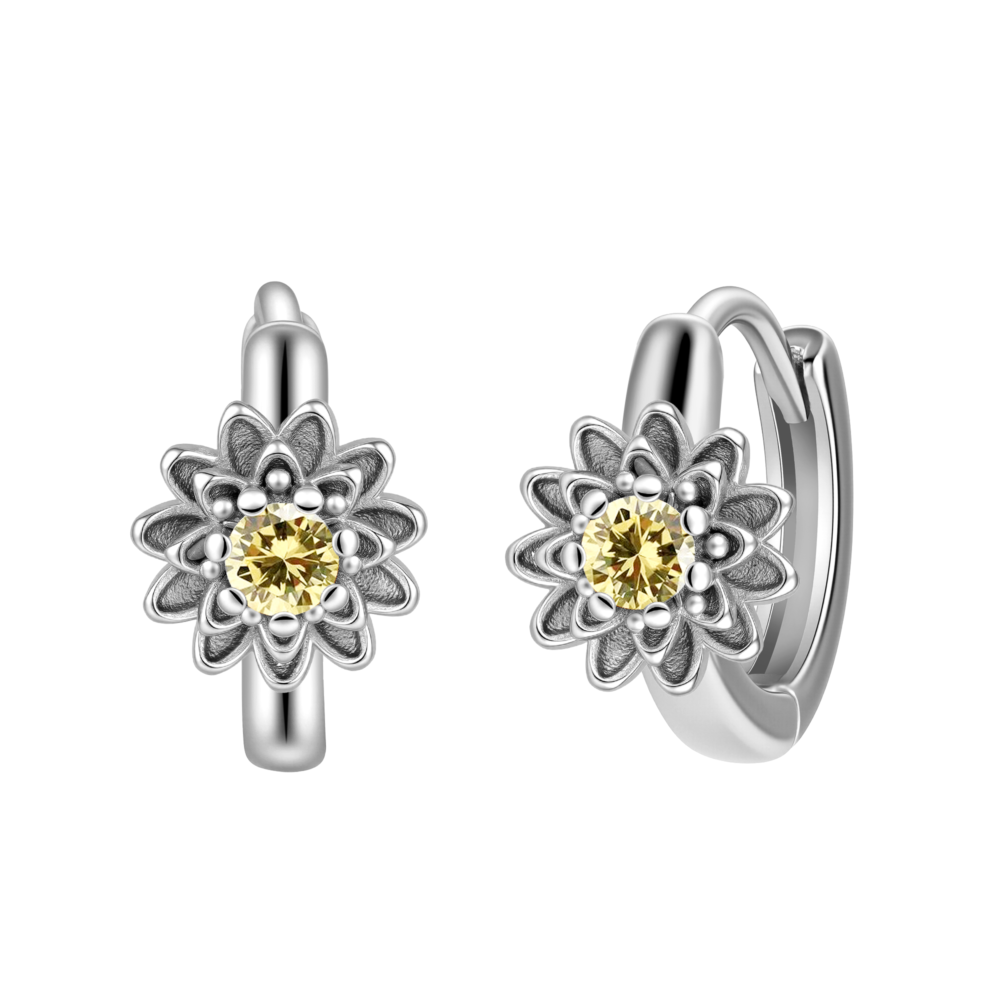 Picture of silver birth bloom chrysanthemum-topaz birthstone 