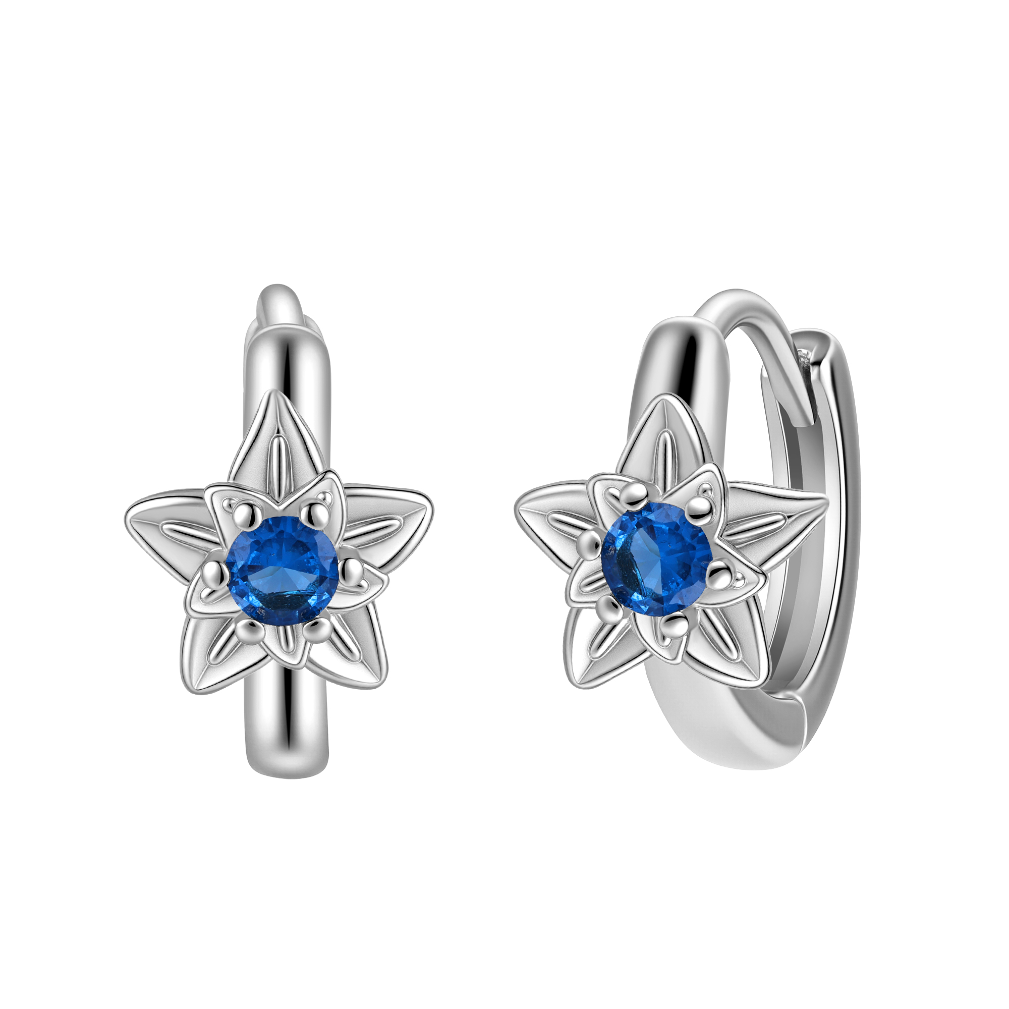 Picture of silver birth bloom holly-blue topaz birthstone ear