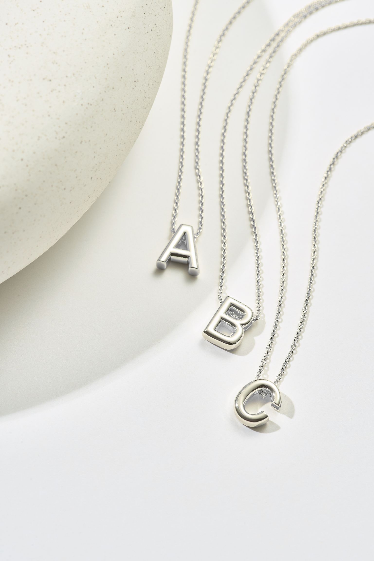Picture of silver code of you block letter initial necklace -