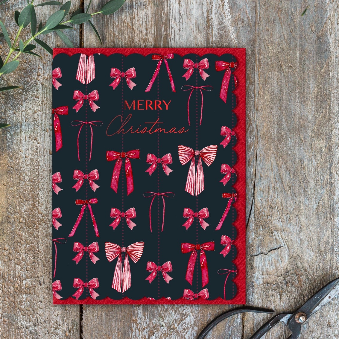 Picture of Merry Christmas Card (Bows Noir) (cello free)