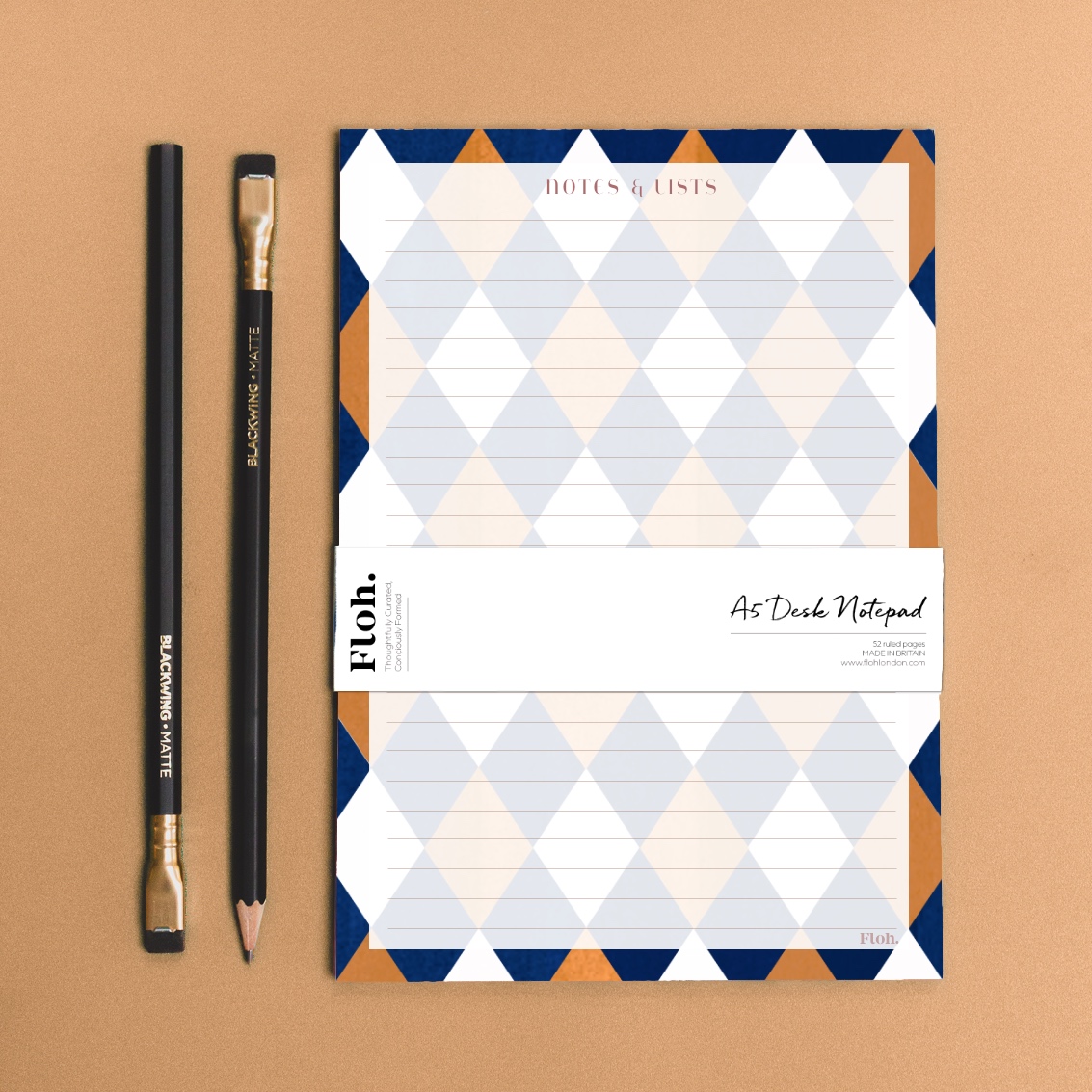 Picture of Cobalt & Ochre (Harlequin) A5 Desk Pad