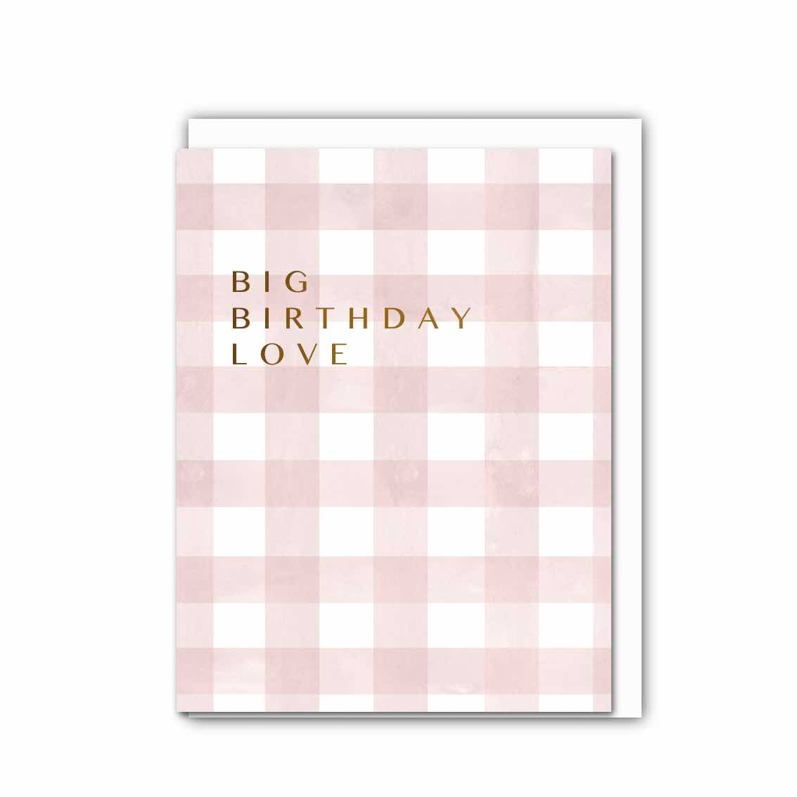 Picture of Big Birthday Love (Blush & White Check) Card (Cell