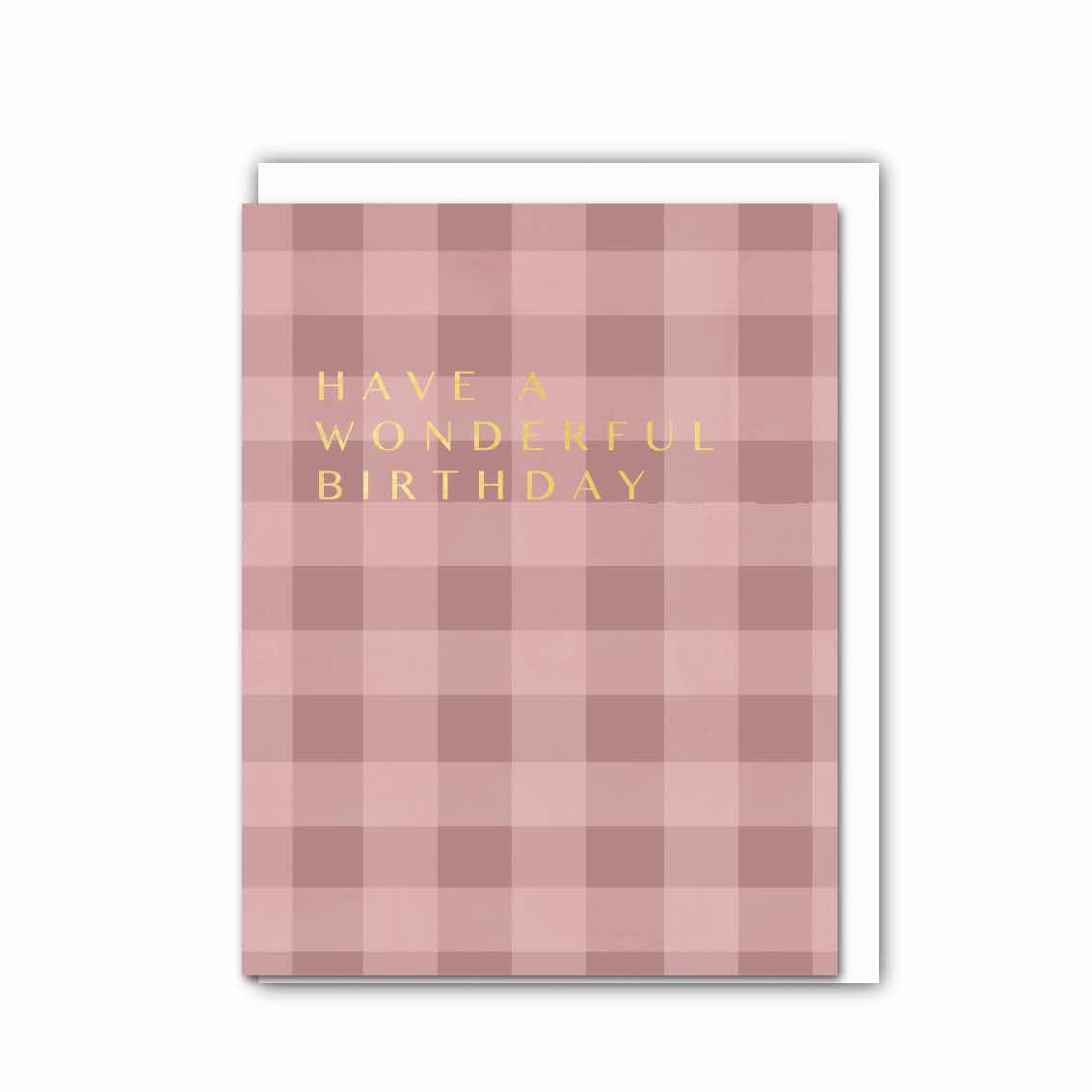 Picture of Wonderful Birthday (Blush Check) Card (Cello-Free)