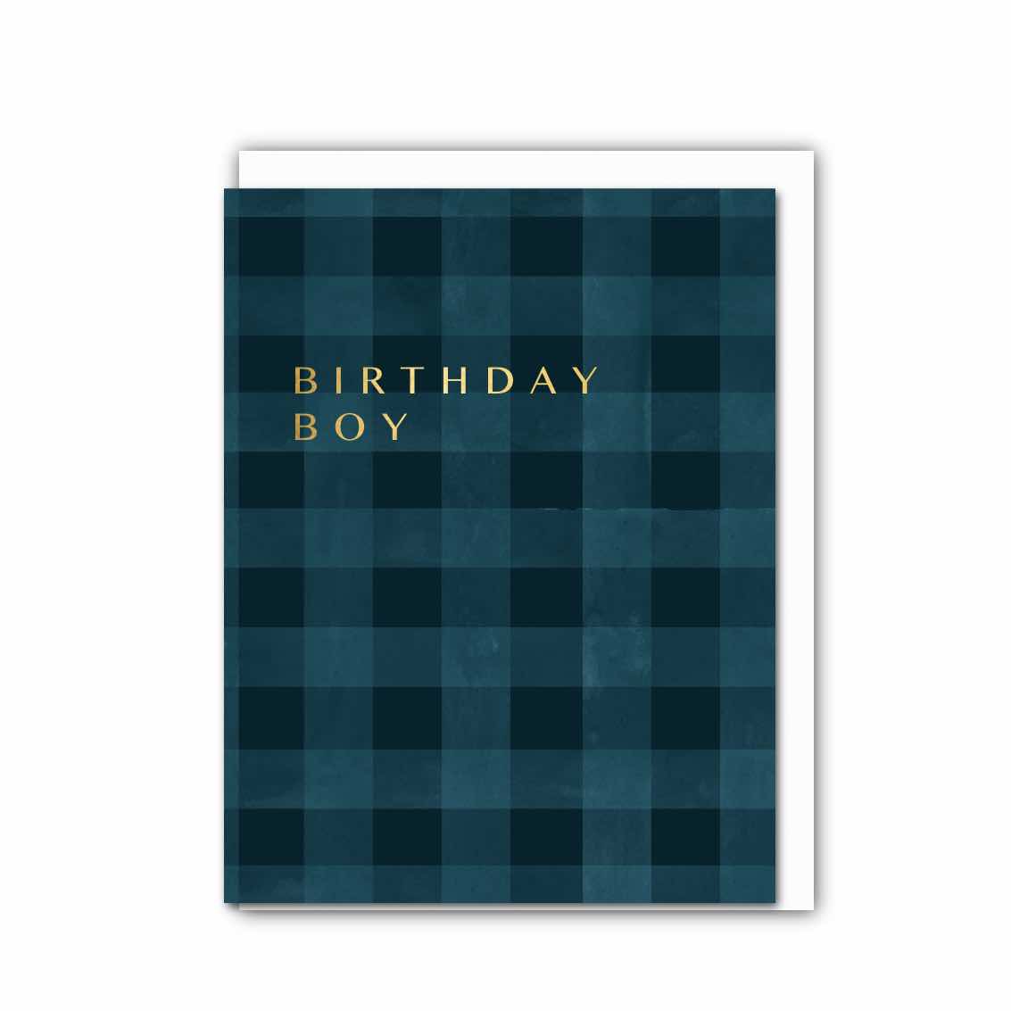 Picture of Birthday Boy (Midnight Blue Check) Card (Cello-Fre
