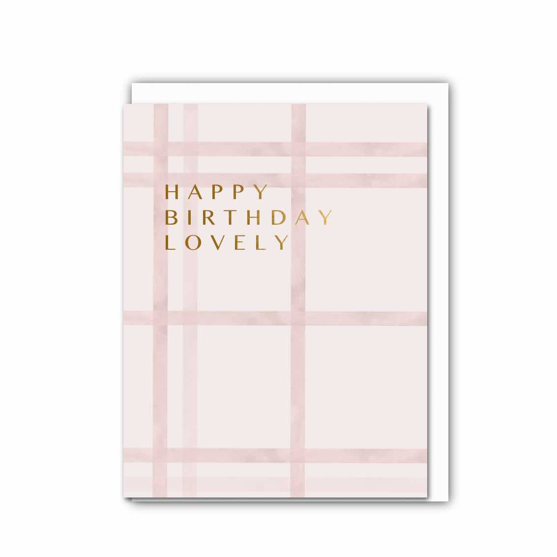 Picture of Happy Birthday Lovely (Pink Grid) Card (Cello-Free