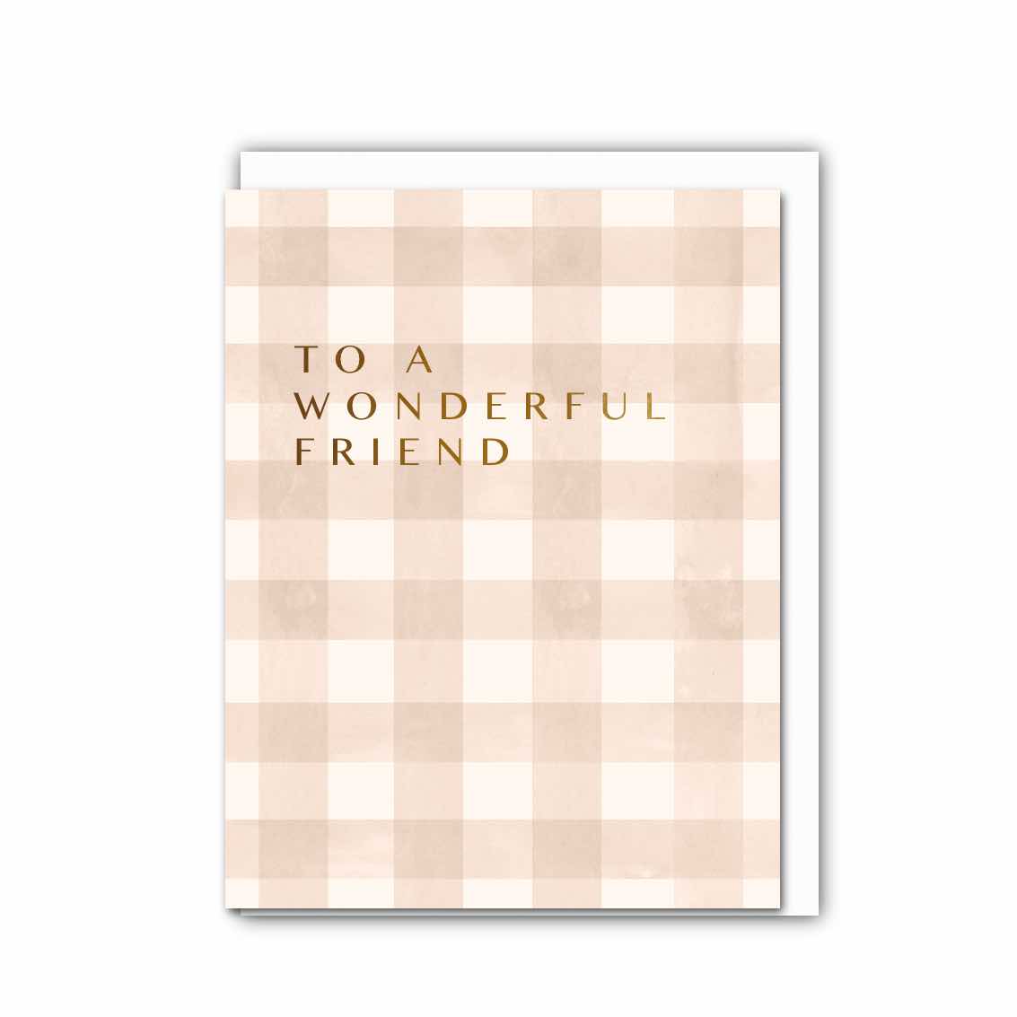 Picture of Wonderful Friend (Apricot & White Check Card (Cell