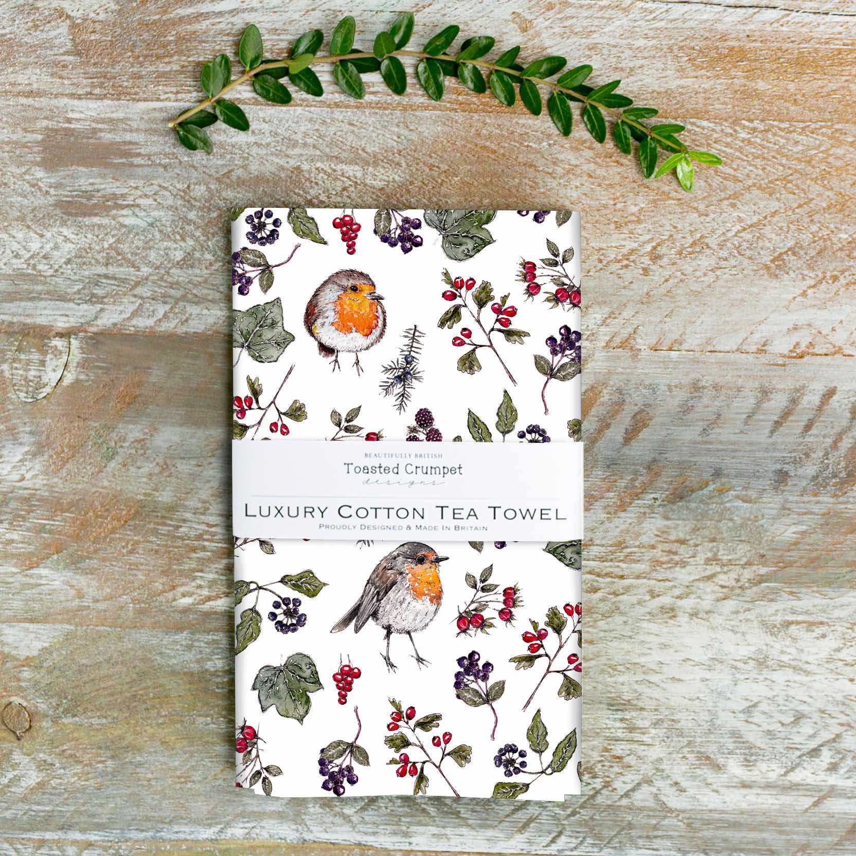 Picture of Hedgerow Robin (Pure) Tea Towel