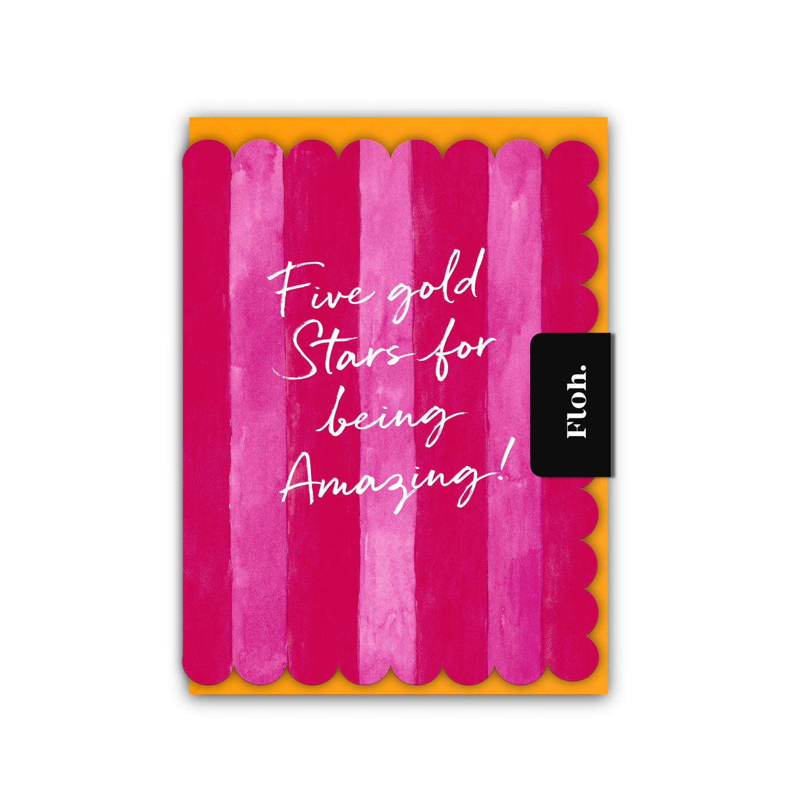 Picture of Five Gold Stars (Raspberry & Cherry Stripes) Card