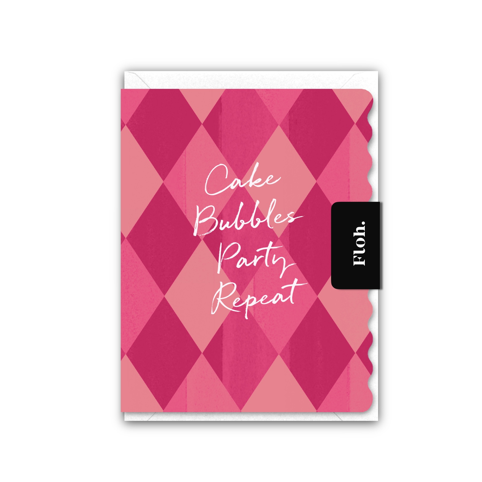 Picture of Cake, Bubbles, Party (Harlequin) Card (Cello-Free)