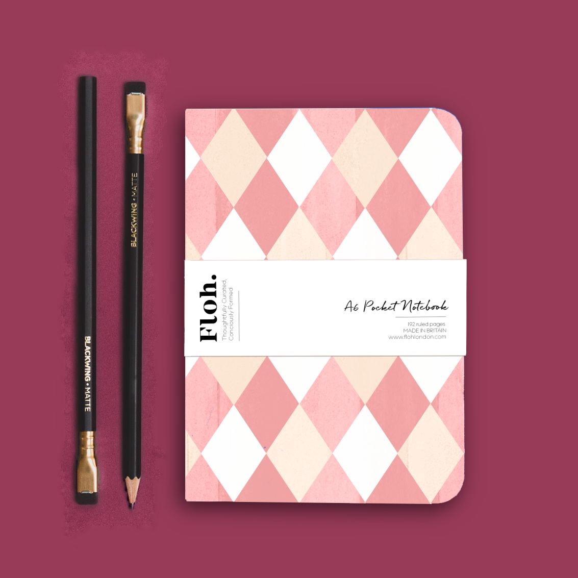 Picture of Ballet Pink & Rose (Harlequin) A6 Lined Pocket Not