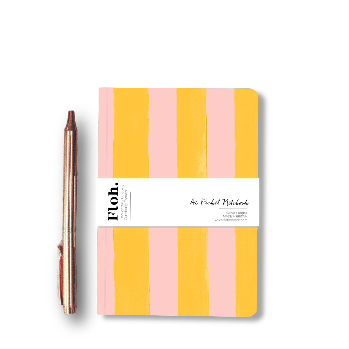 Picture of Mango & Peach (Stripes) A6 Pocket Lined Notebook