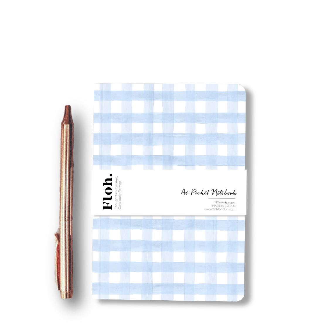 Picture of Sky Blue (Gingham) A6 Pocket Lined Notebook