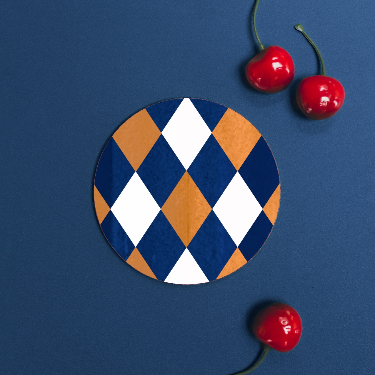 Picture of Cobalt  & Orche (Harlequin) Round Coaster