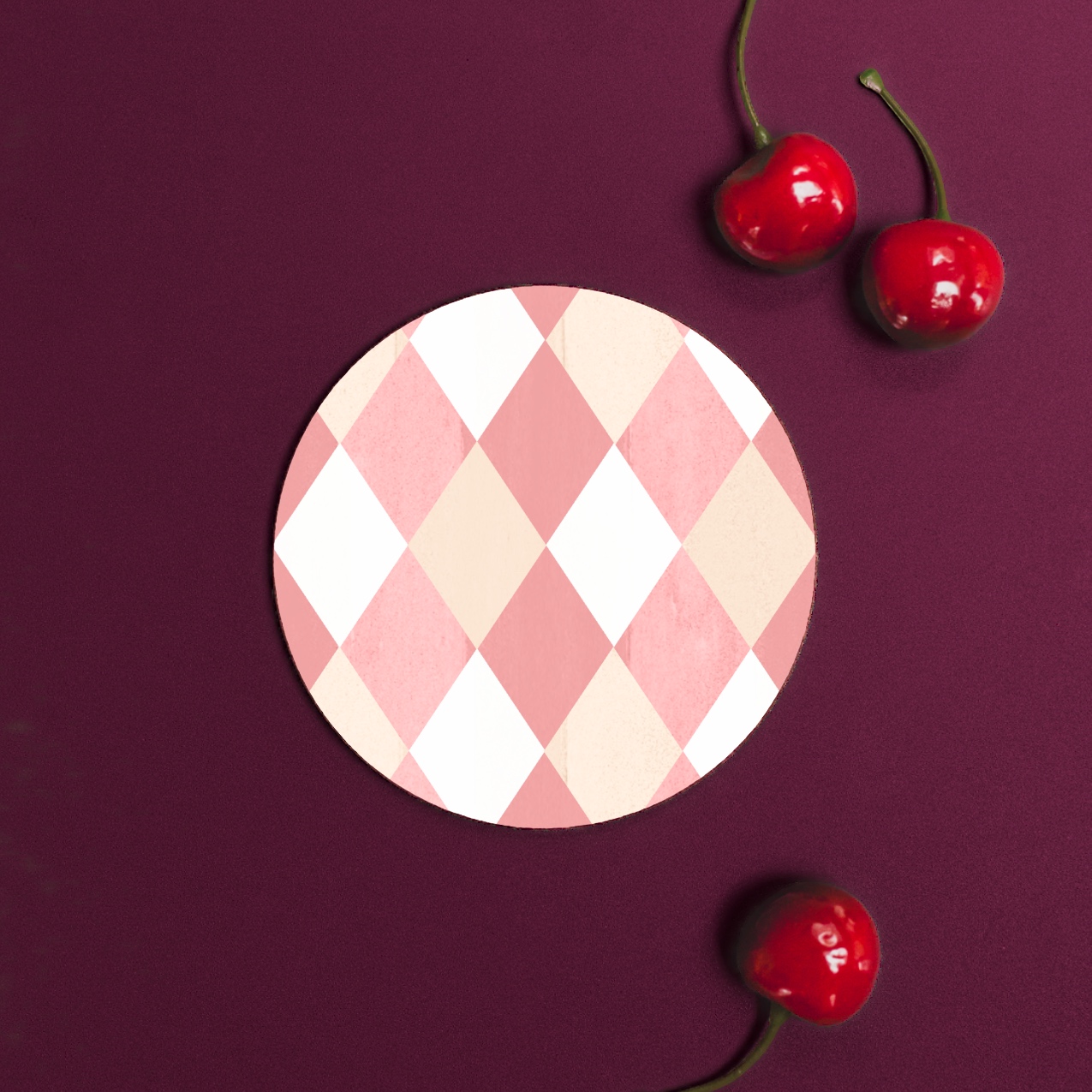 Picture of Ballet Pink & Rose (Harlequin) Round Coaster