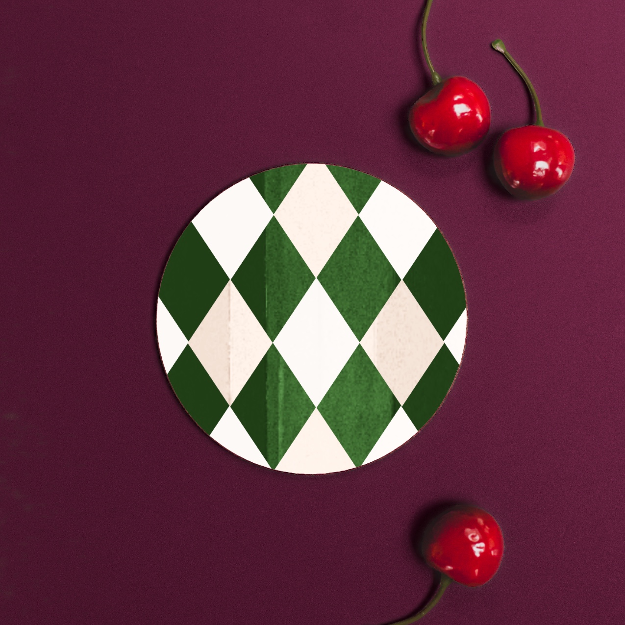 Picture of Emerald Green (Harlequin) Round Coaster