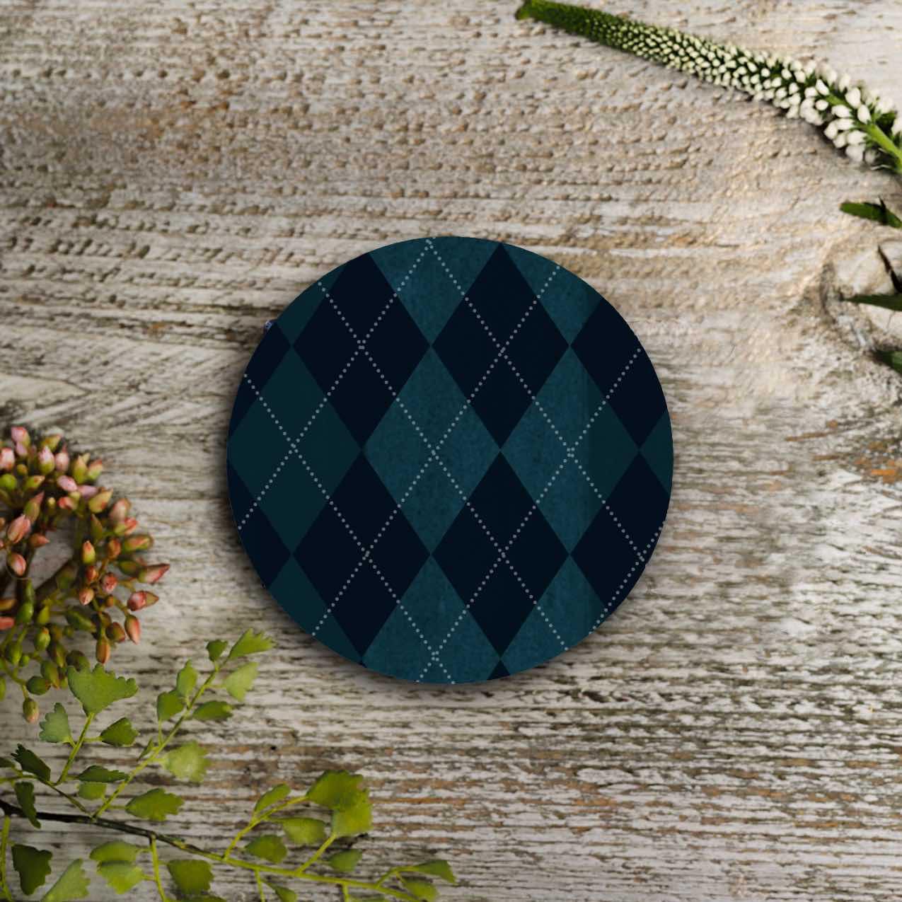 Picture of Midnight Blue (Argyle) Round Coaster