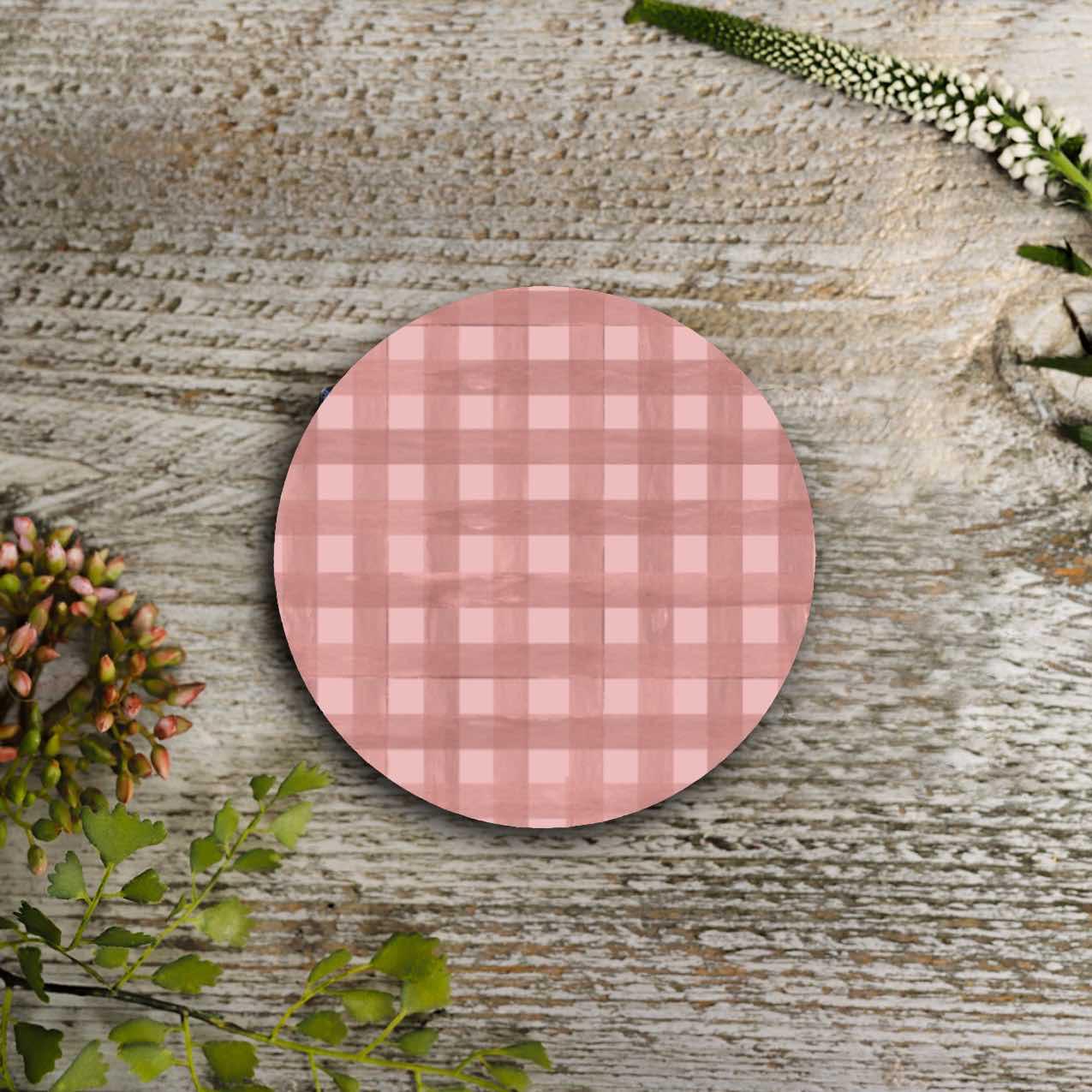 Picture of Heather Blush (Check) Round Coaster