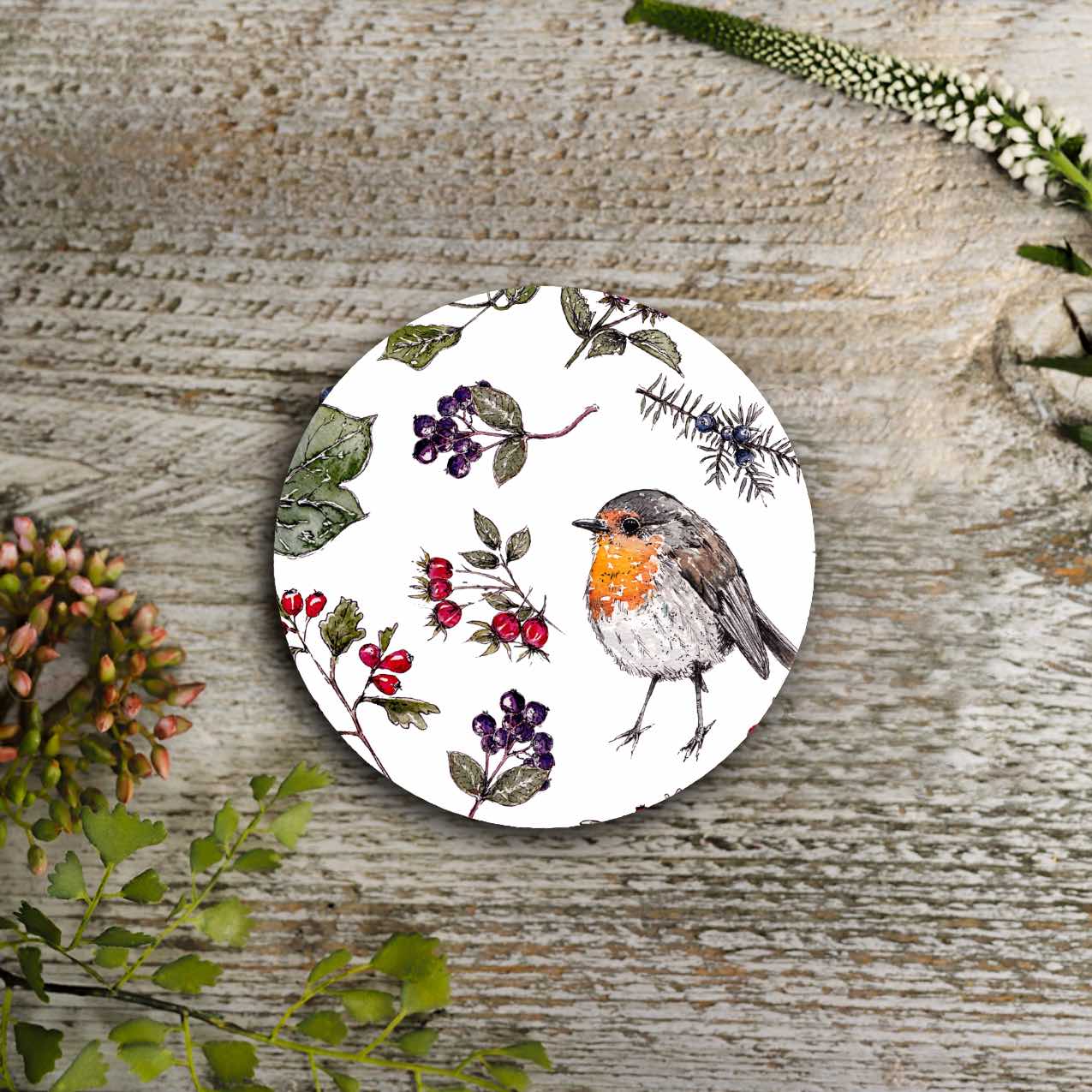 Picture of Hedgerow Robin (Pure) Round Coaster