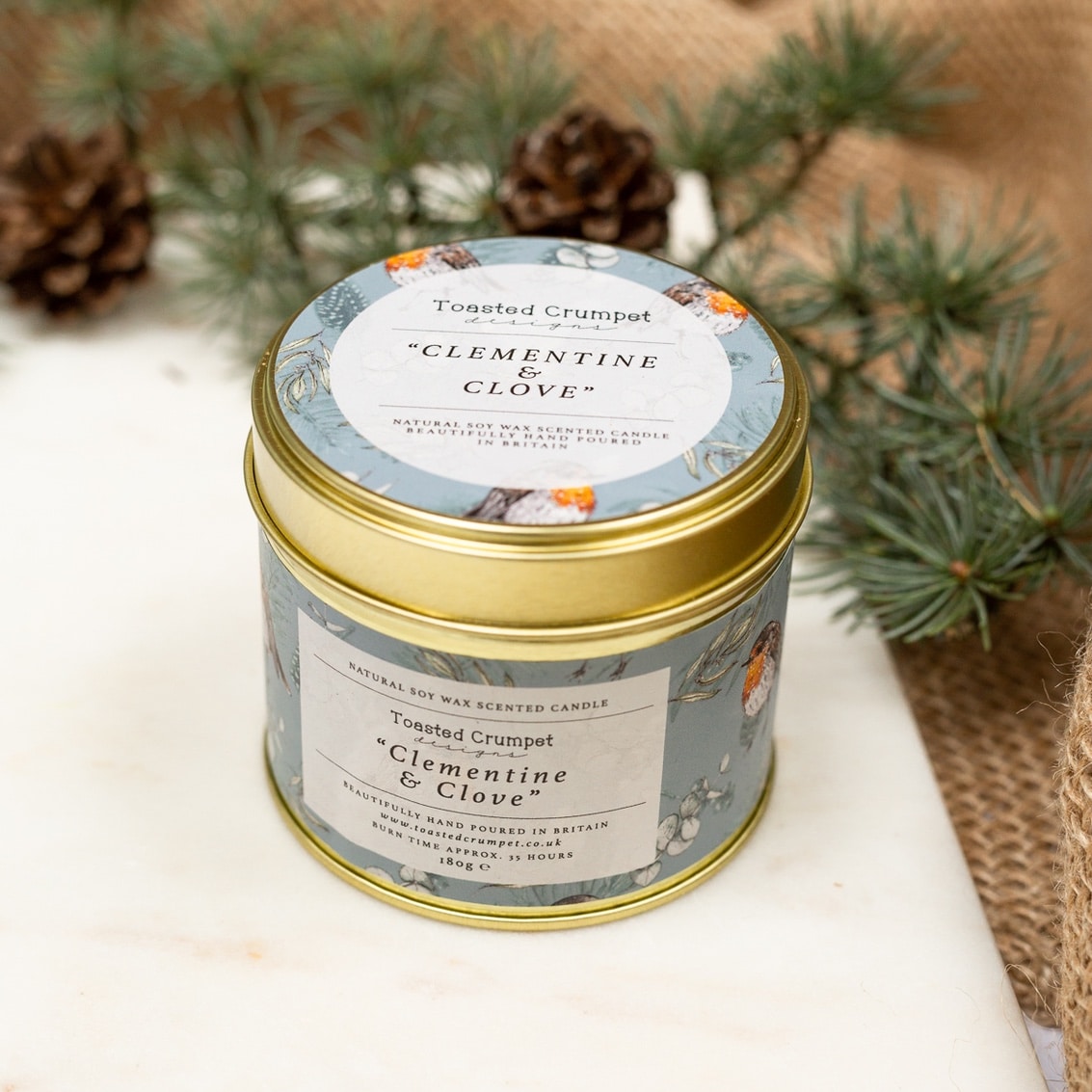 Picture of Clementine & Clove (Robin & Eucalyptus Blue) Candl