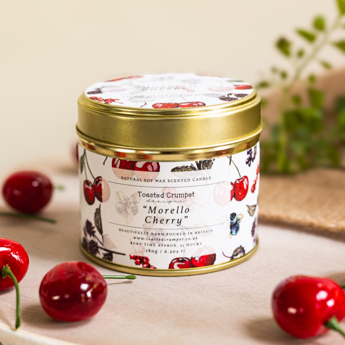 Picture of Morello Cherry Candle in a Matt Gold Tin