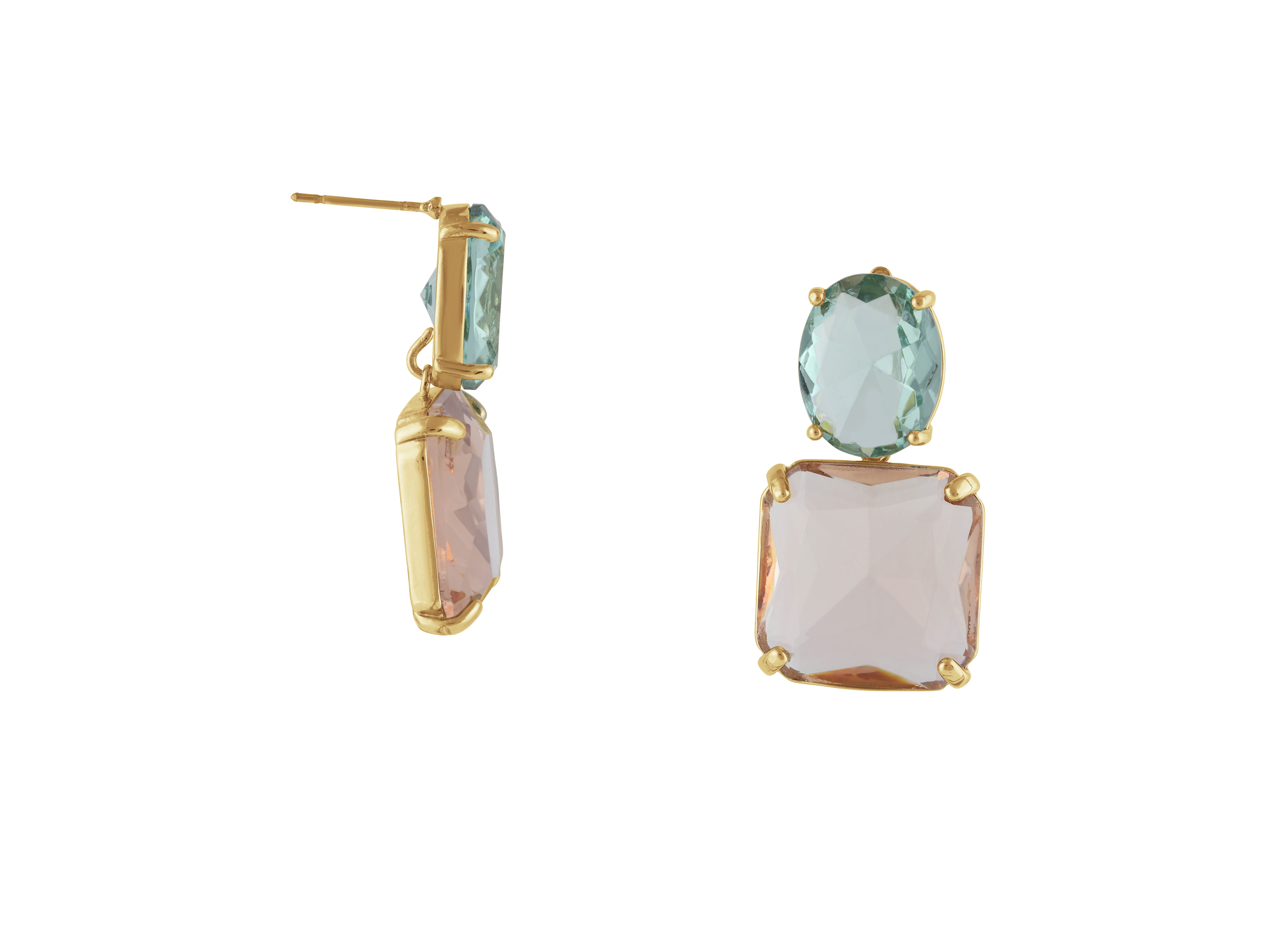 Picture of Green Pink  Aura Allure Stone Cut Luxe Earrings