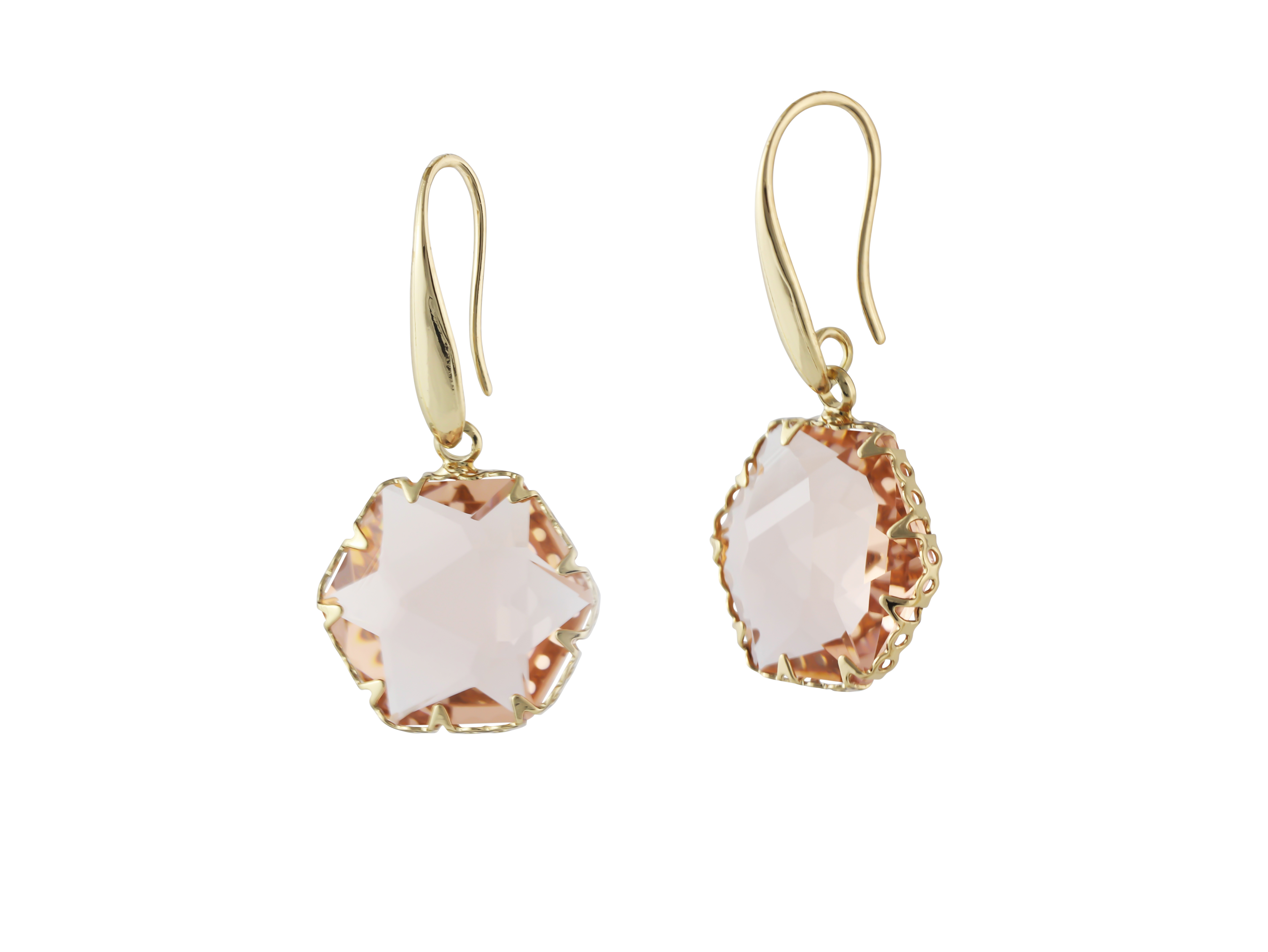 Picture of Gold/Pink Camilla Crystal Hexagon Earrings