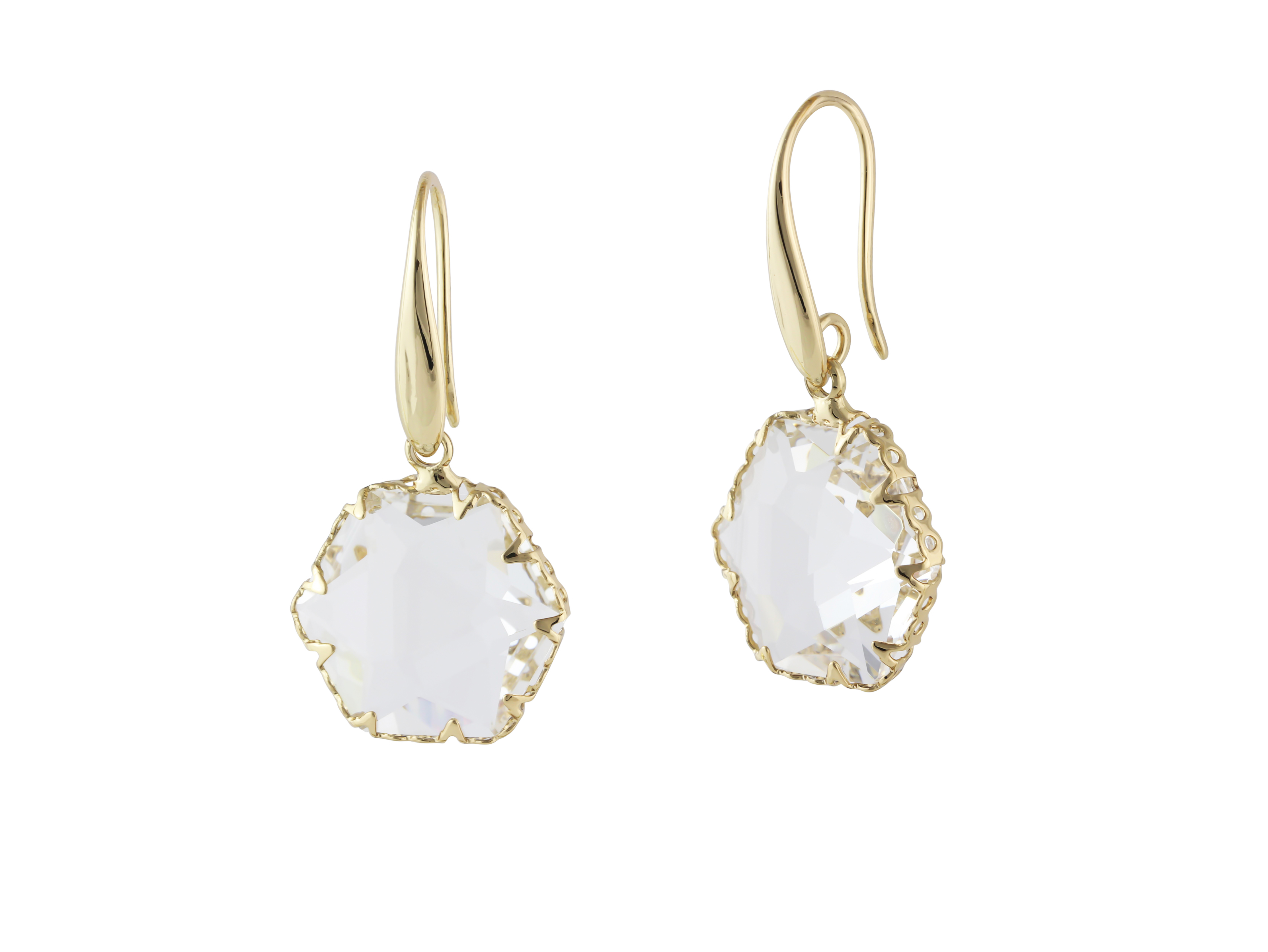 Picture of Gold/Crystal Camilla Crystal Hexagon Earrings