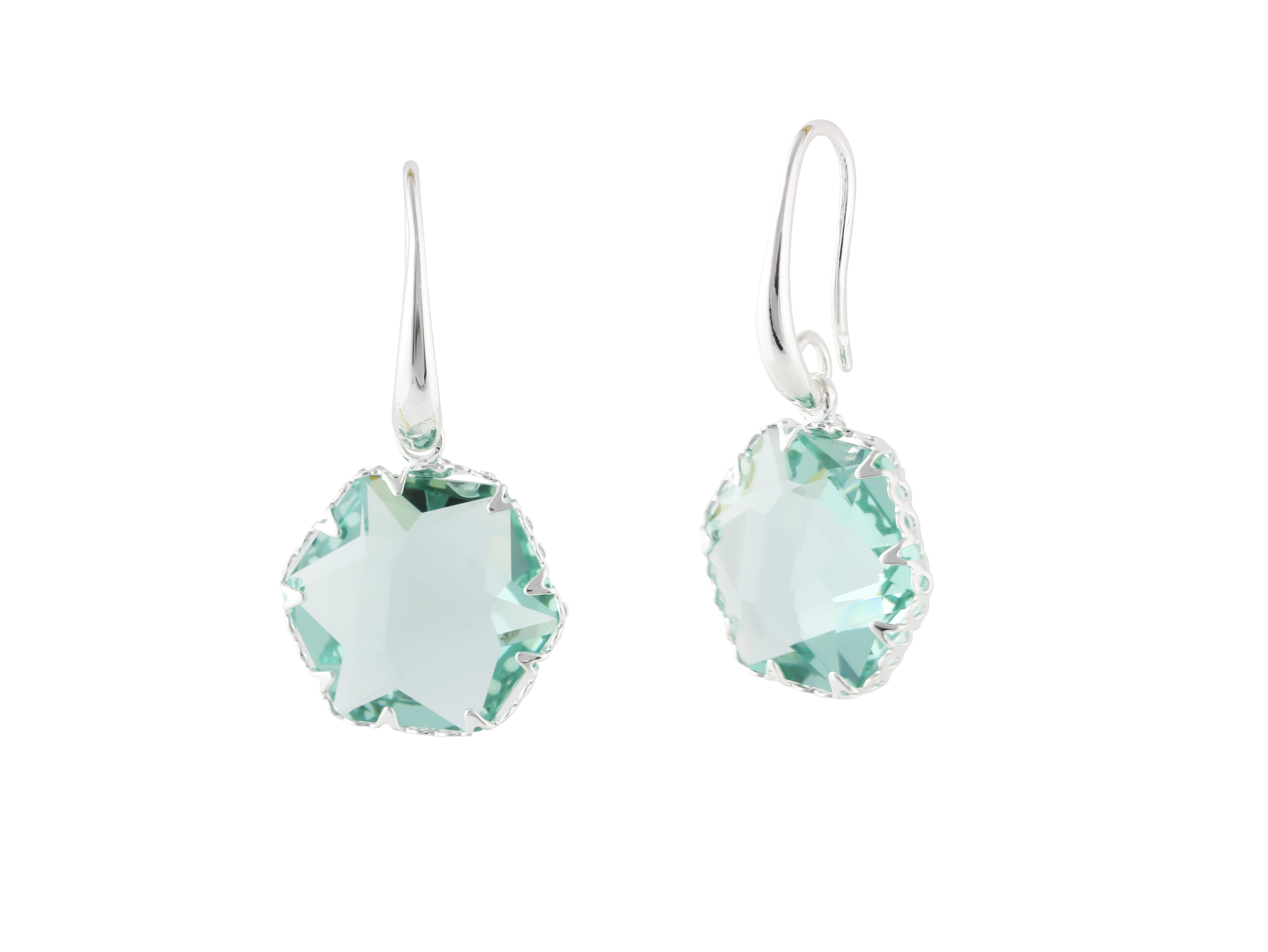 Picture of Silver/Blue Camilla Crystal Hexagon Earrings