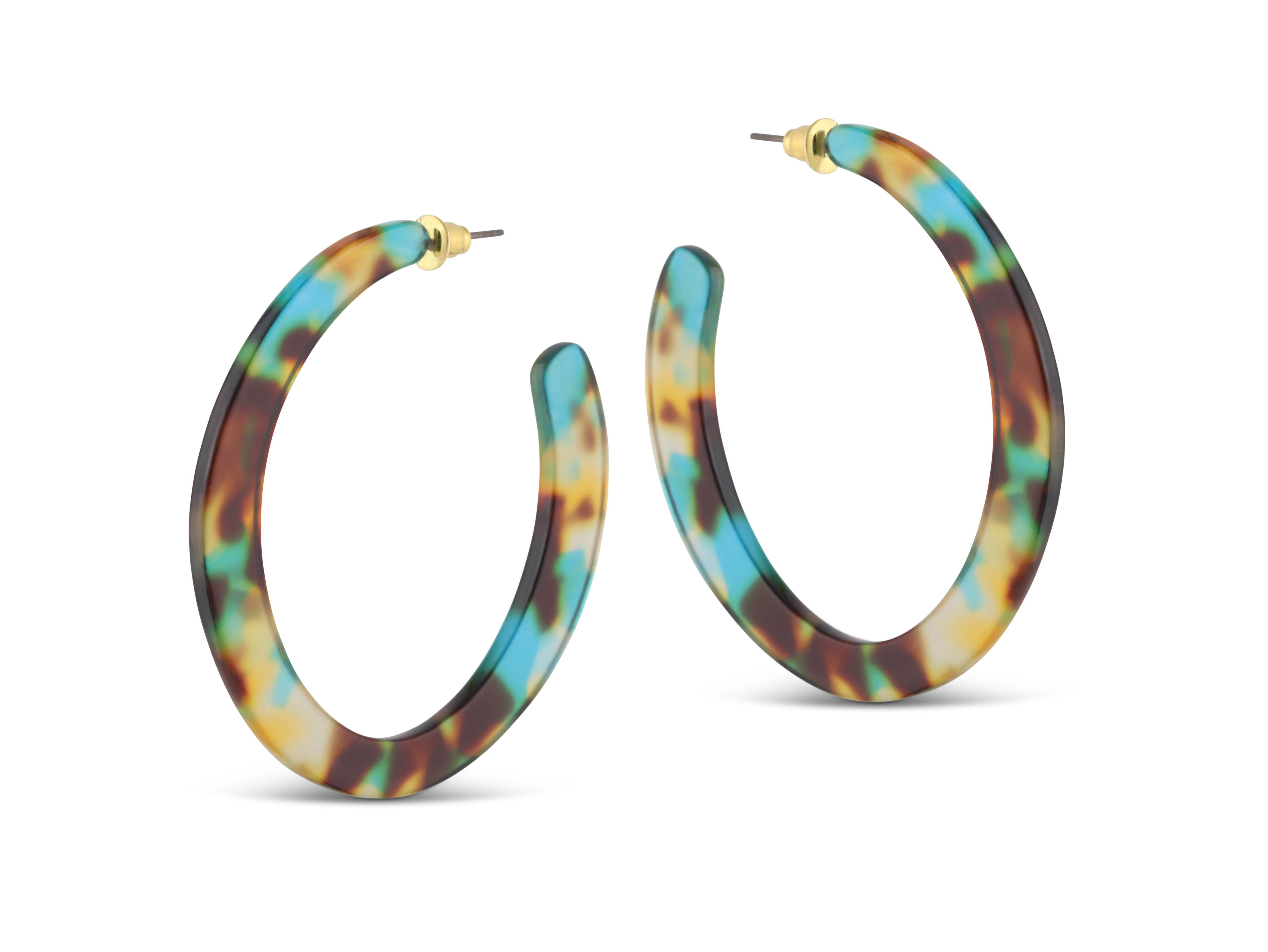 Picture of BLUE/YELLOW/BROWN Olivia Semi Cut Out Resin Hoop E
