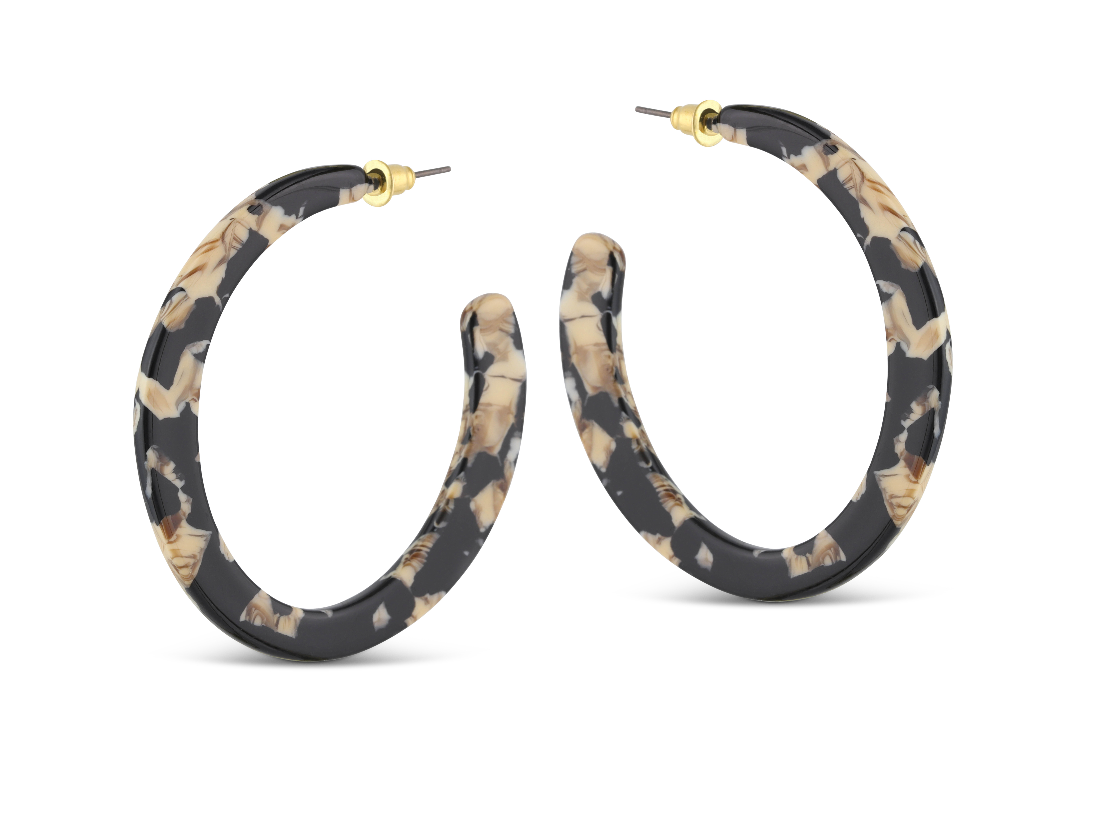 Picture of BEIGE/BROWN/BLACK Olivia Semi Cut Out Resin Hoop E