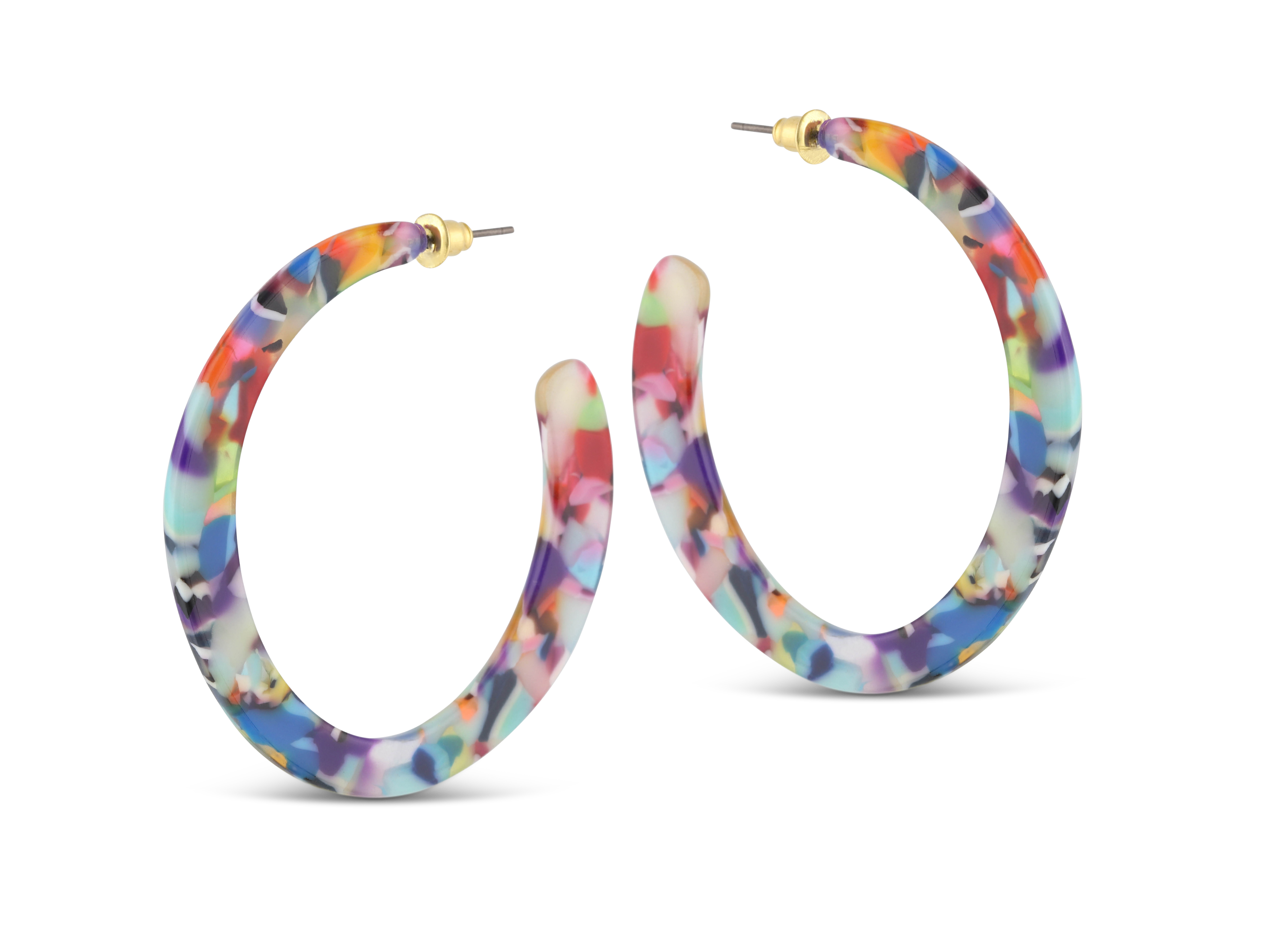 Picture of RED/ORANGE/LILAC Olivia Semi Cut Out Resin Hoop Ea