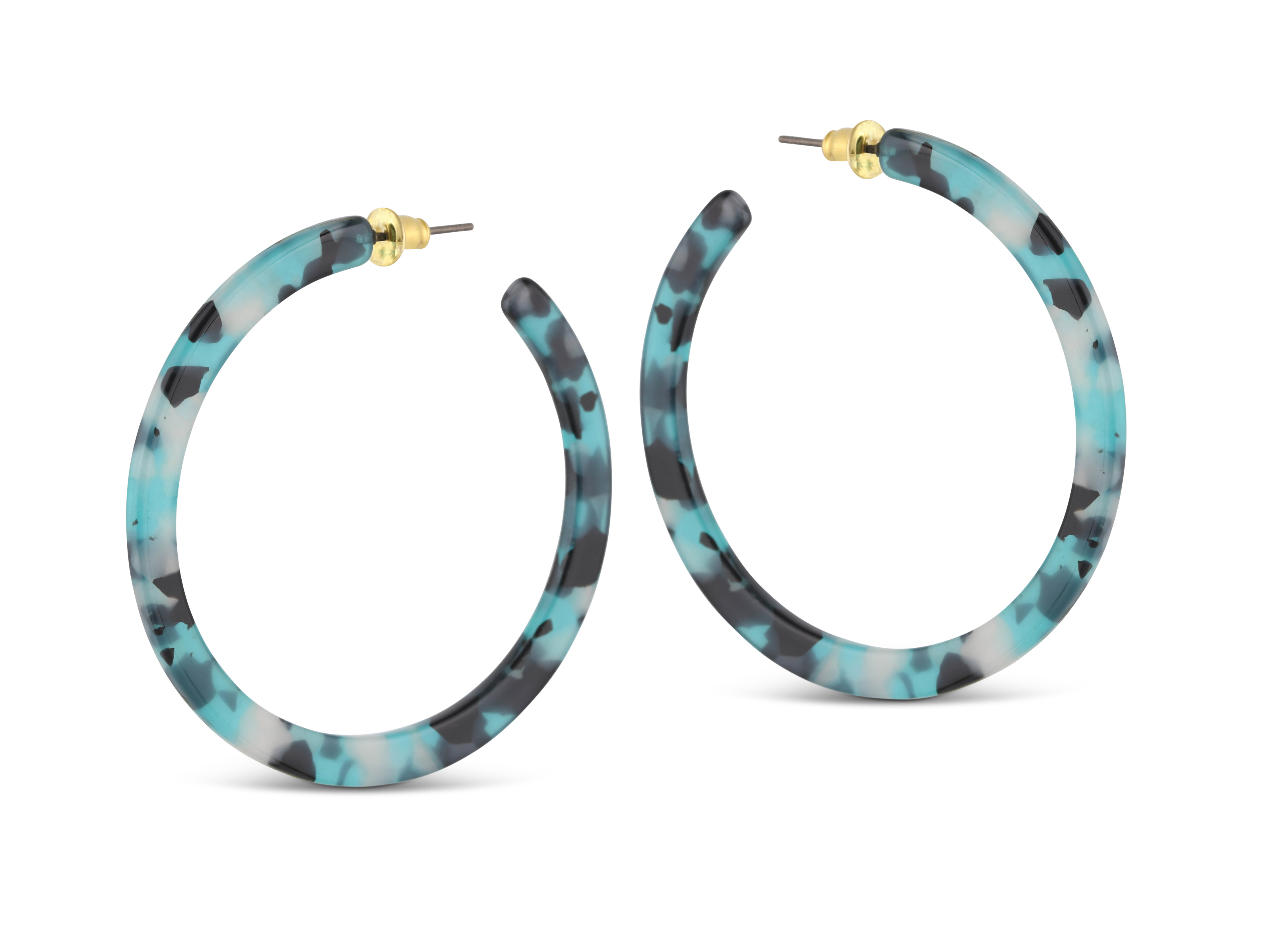 Picture of BLUE/BLACK Sophia Hoop Resin Earrings