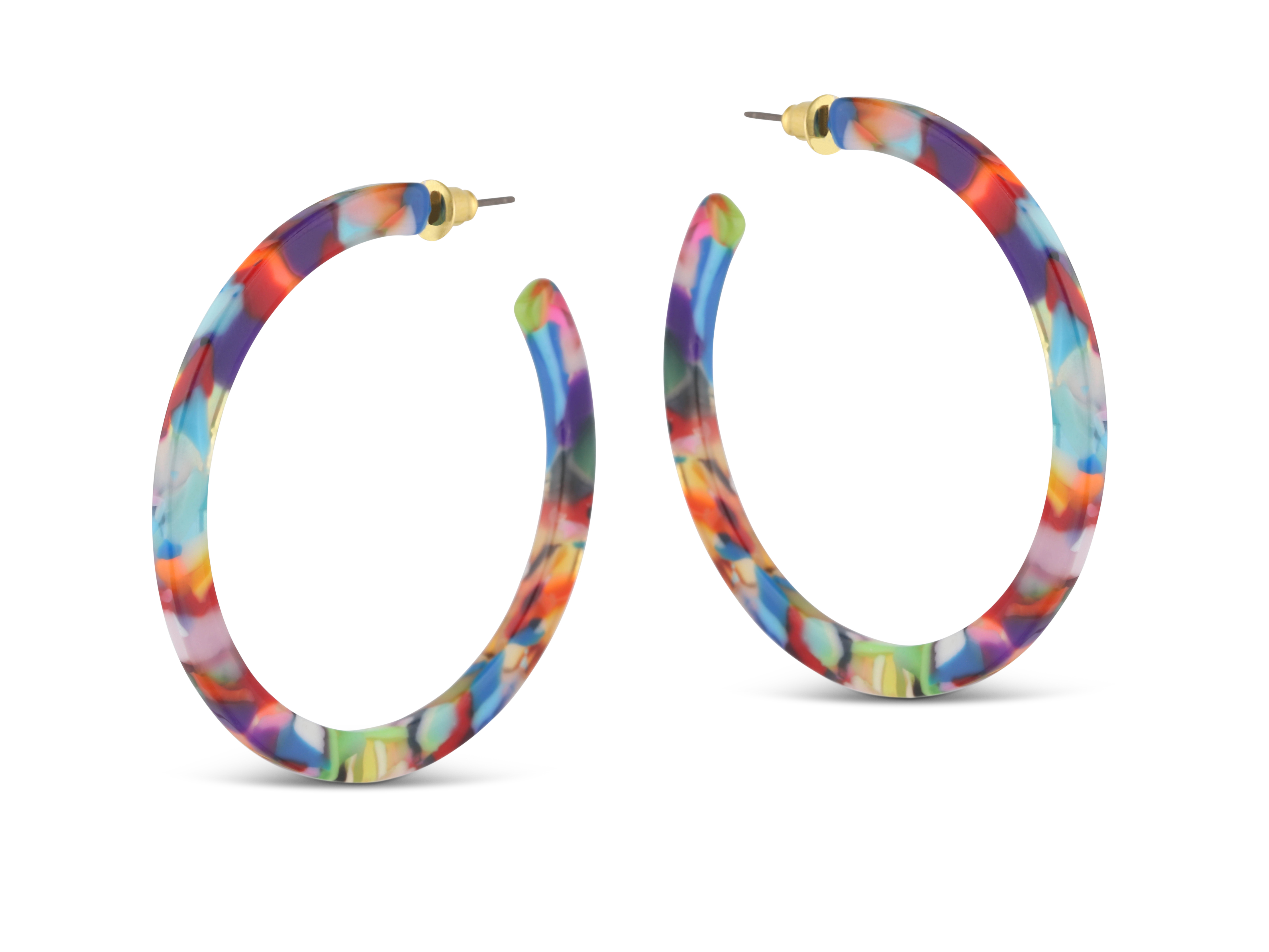 Picture of RED/ORANGE/LILAC Sophia Hoop Resin Earrings