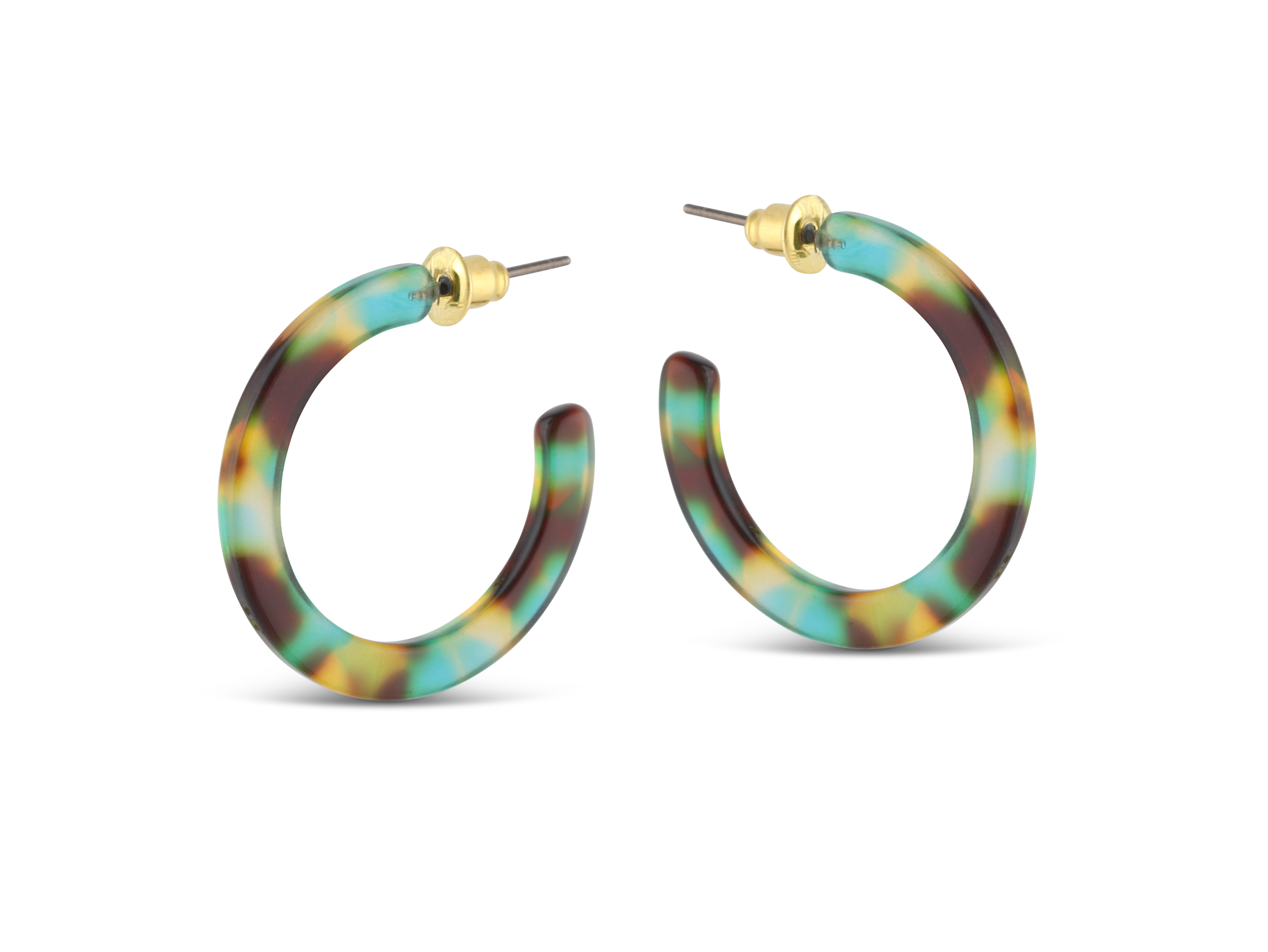 Picture of BLUE/YELLOW/BROWN Emily Tiny Hoop Resin Earrings B