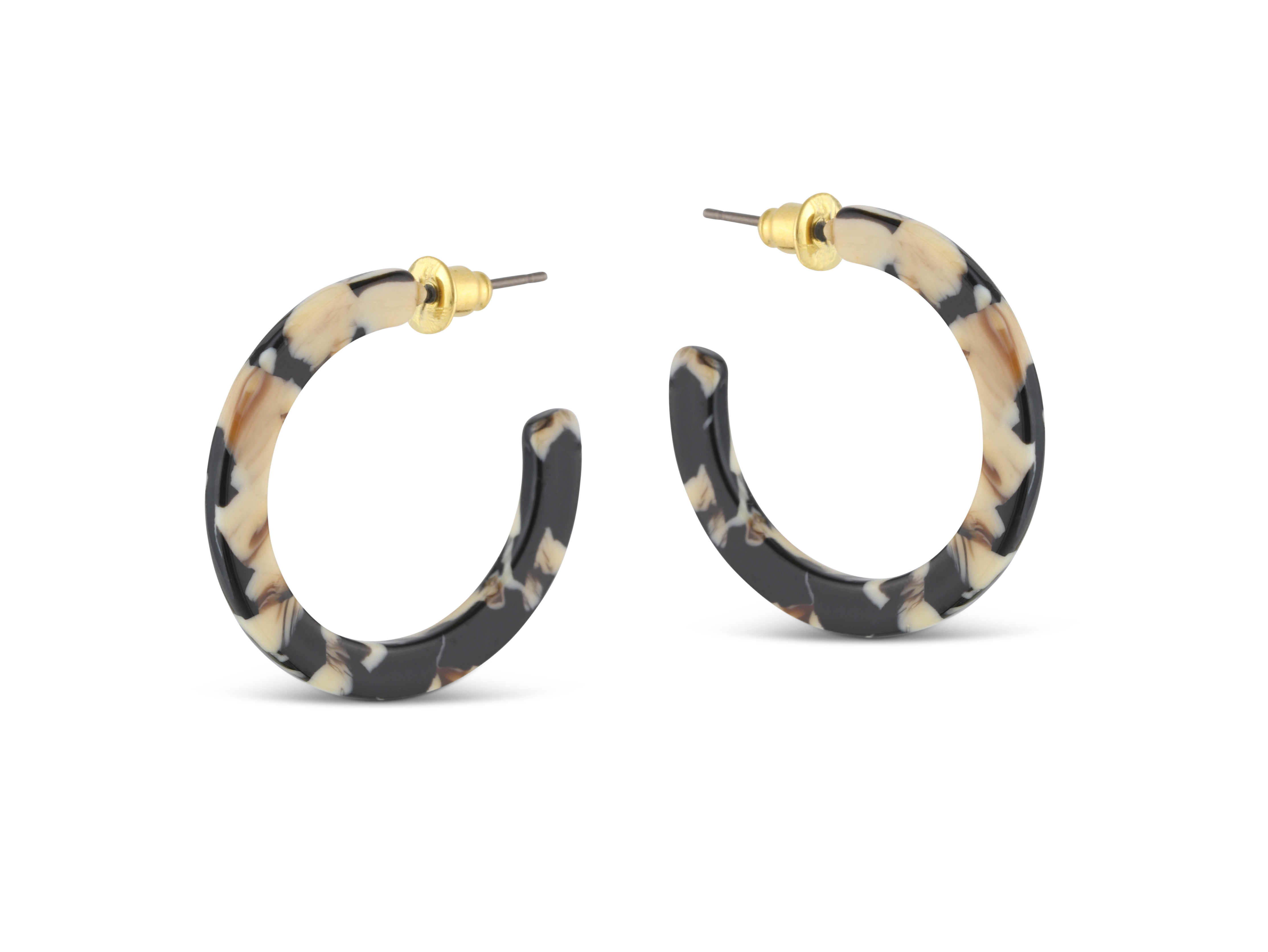 Picture of BEIGE/BROWN/BLACK Emily Tiny Hoop Resin Earrings B