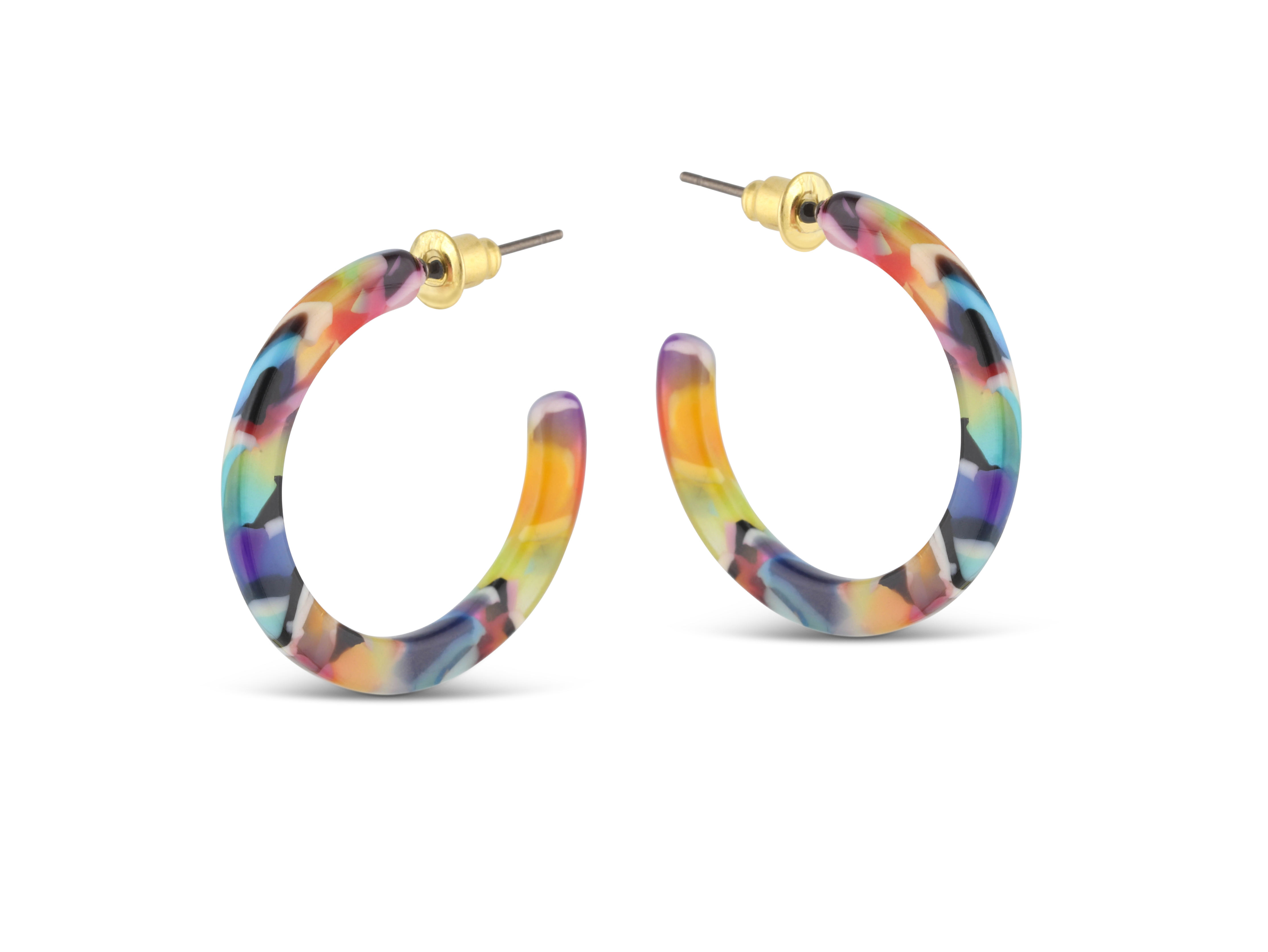 Picture of RED/ORANGE/LILAC Emily Tiny Hoop Resin Earrings