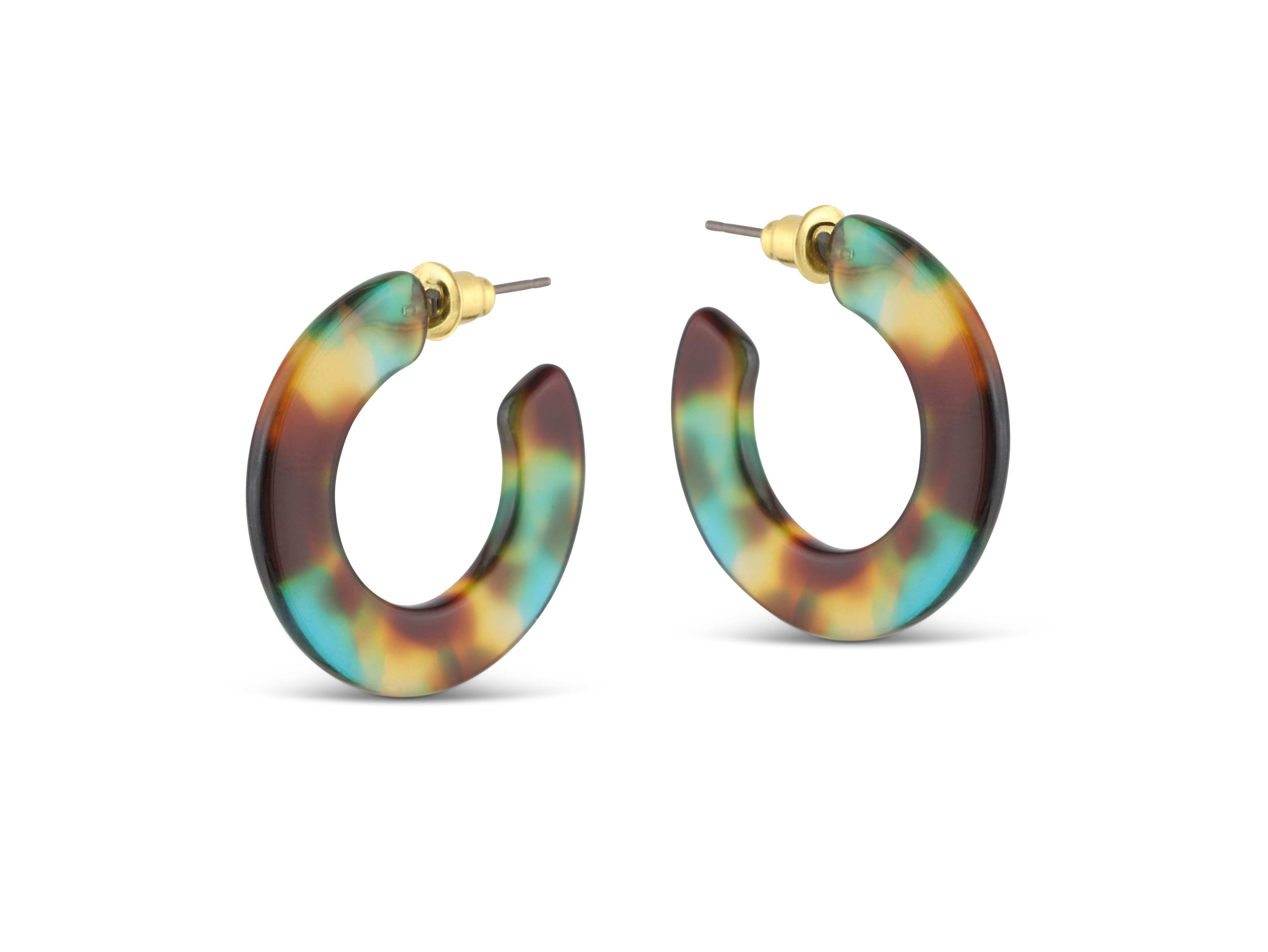 Picture of BLUE/YELLOW/BROWN Jessica Tiny Cut Out Hoop Earrin