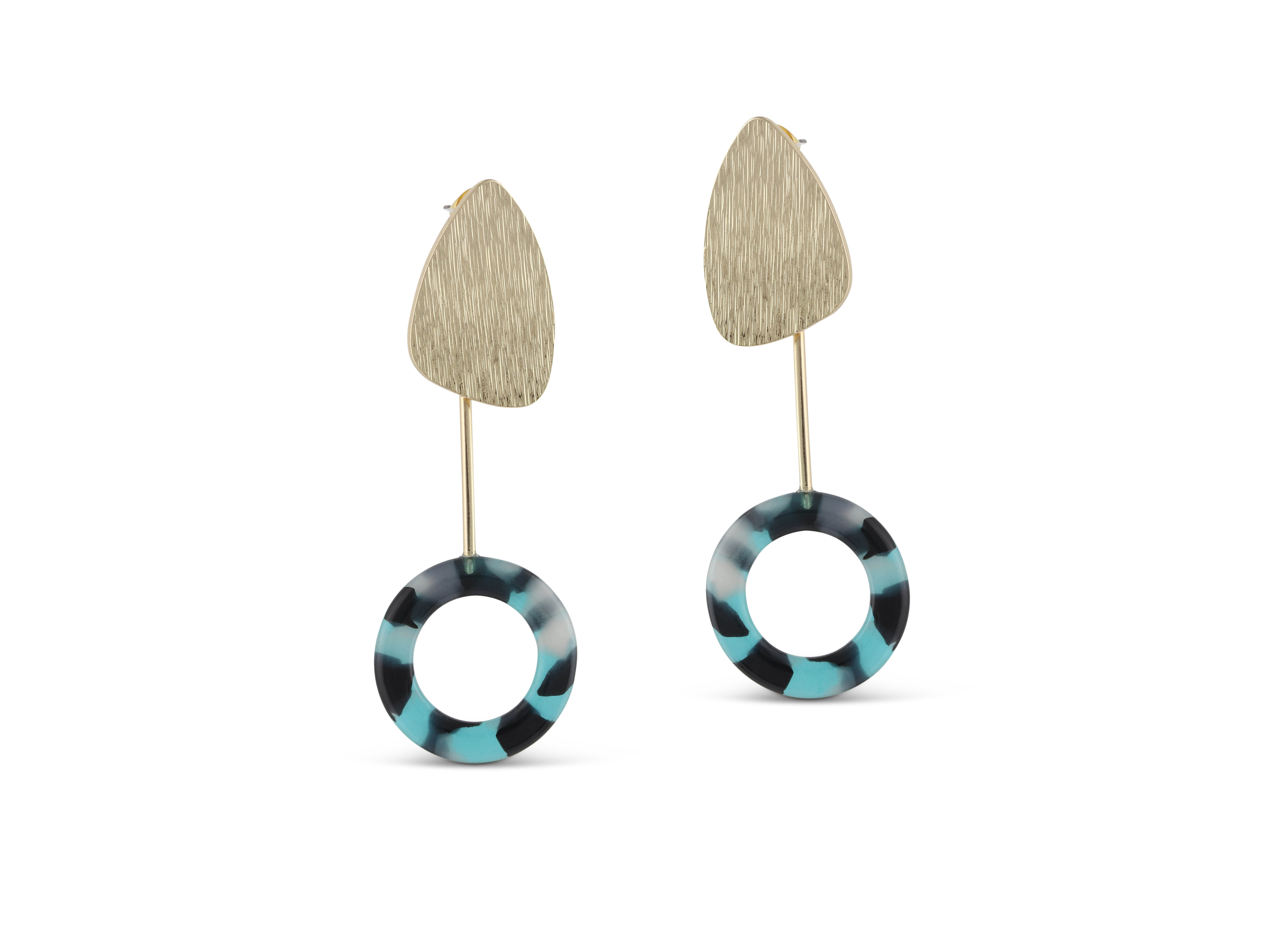 Picture of BLUE/BLACK Lucy Two Tone Metal Resin  Earrings