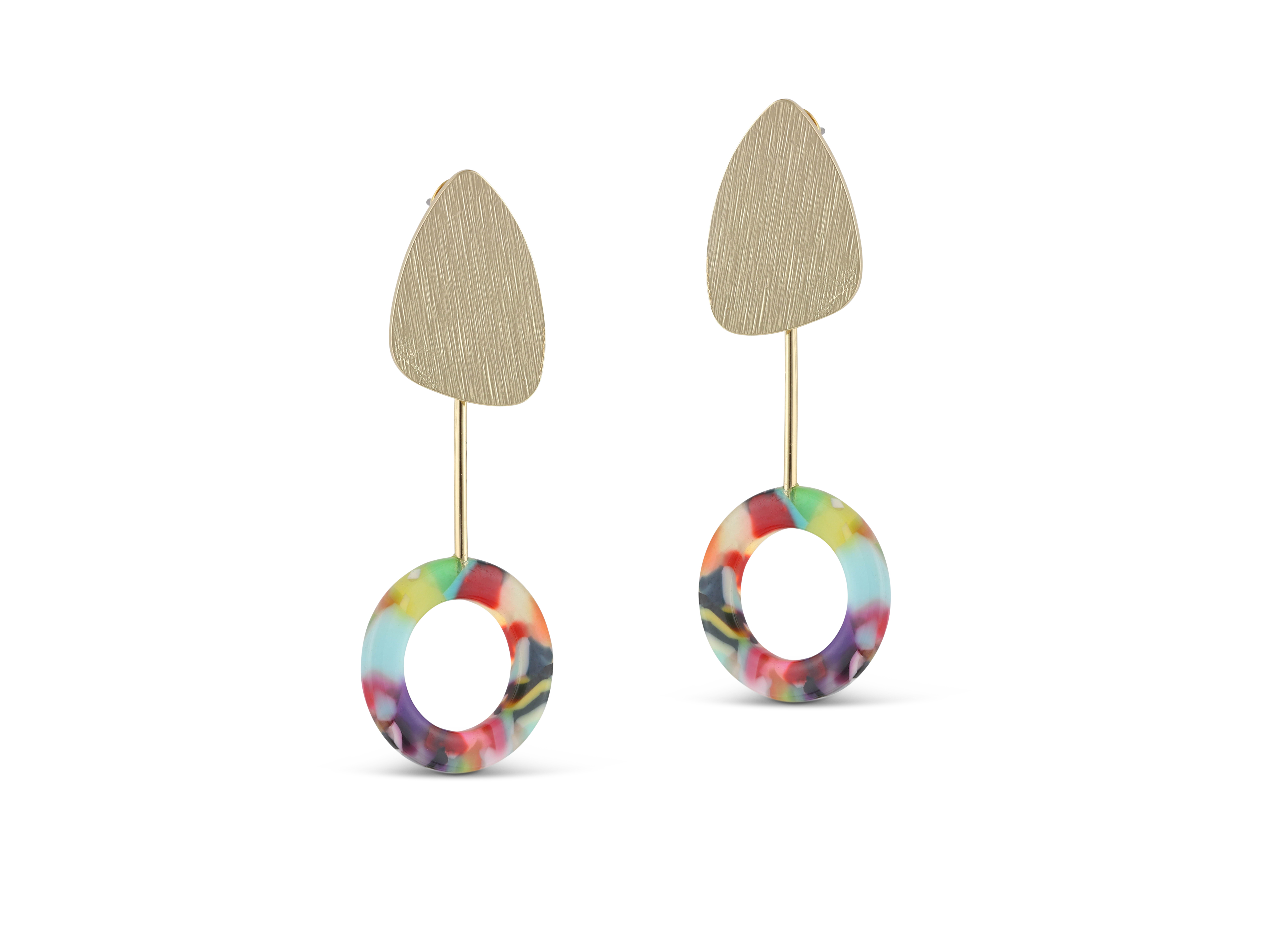 Picture of RED/ORANGE/LILAC Lucy Two Tone Metal Resin Earring