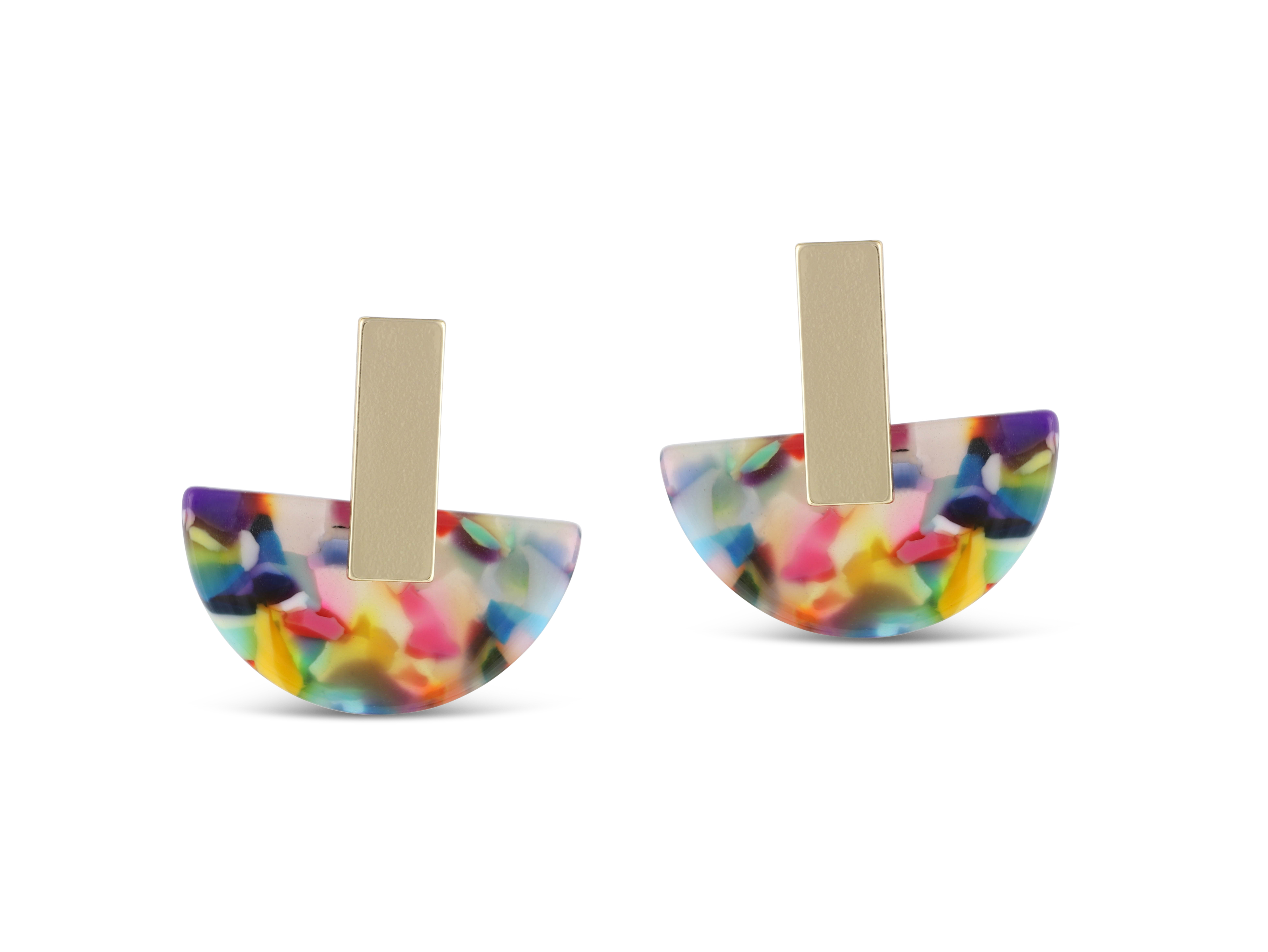 Picture of RED/ORANGE/LILAC Zara Resin Half Disc Earrings