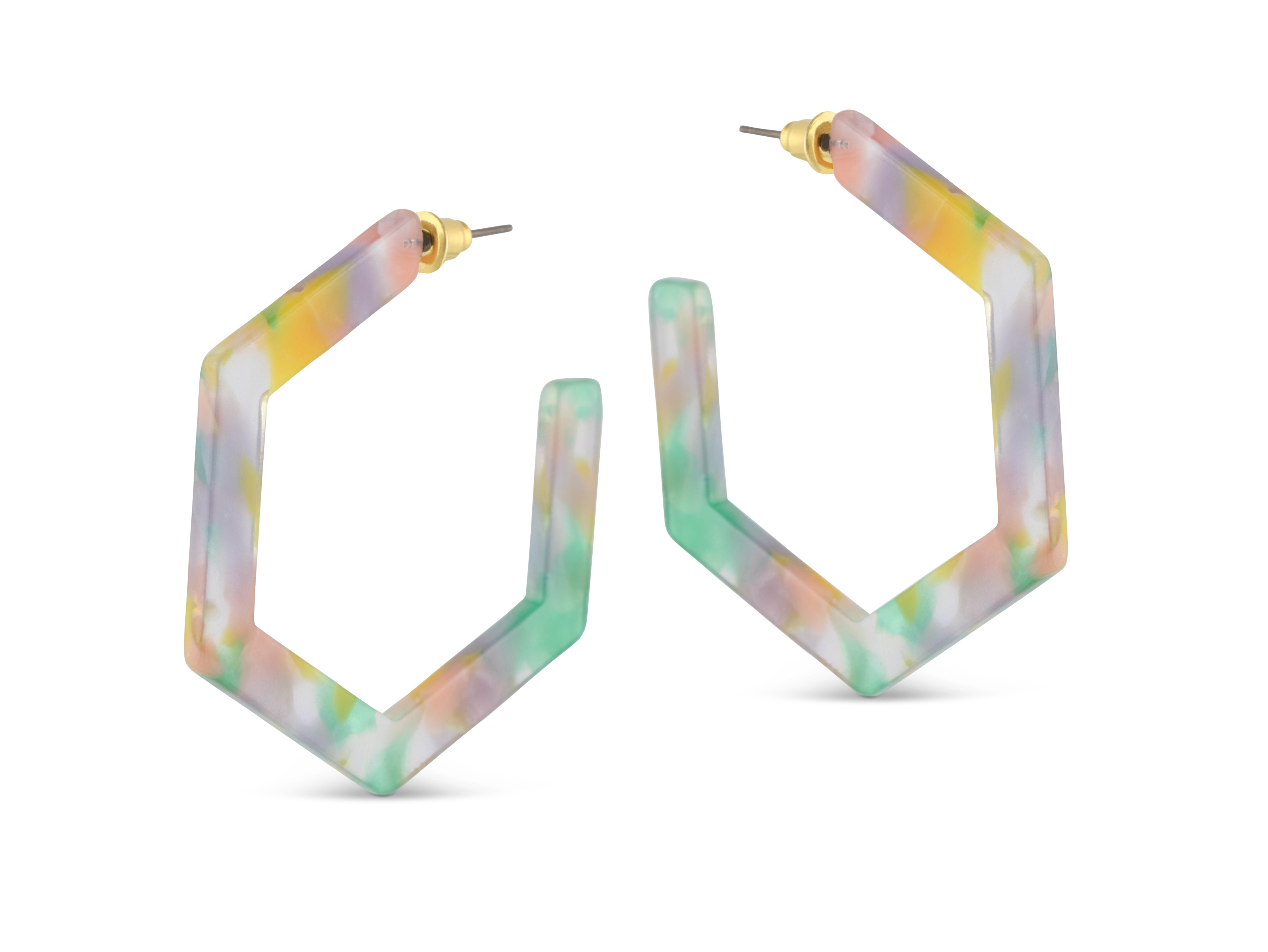 Picture of LILAC/PINK/GREEN Scarlett Hexagon Resin Large Hoop