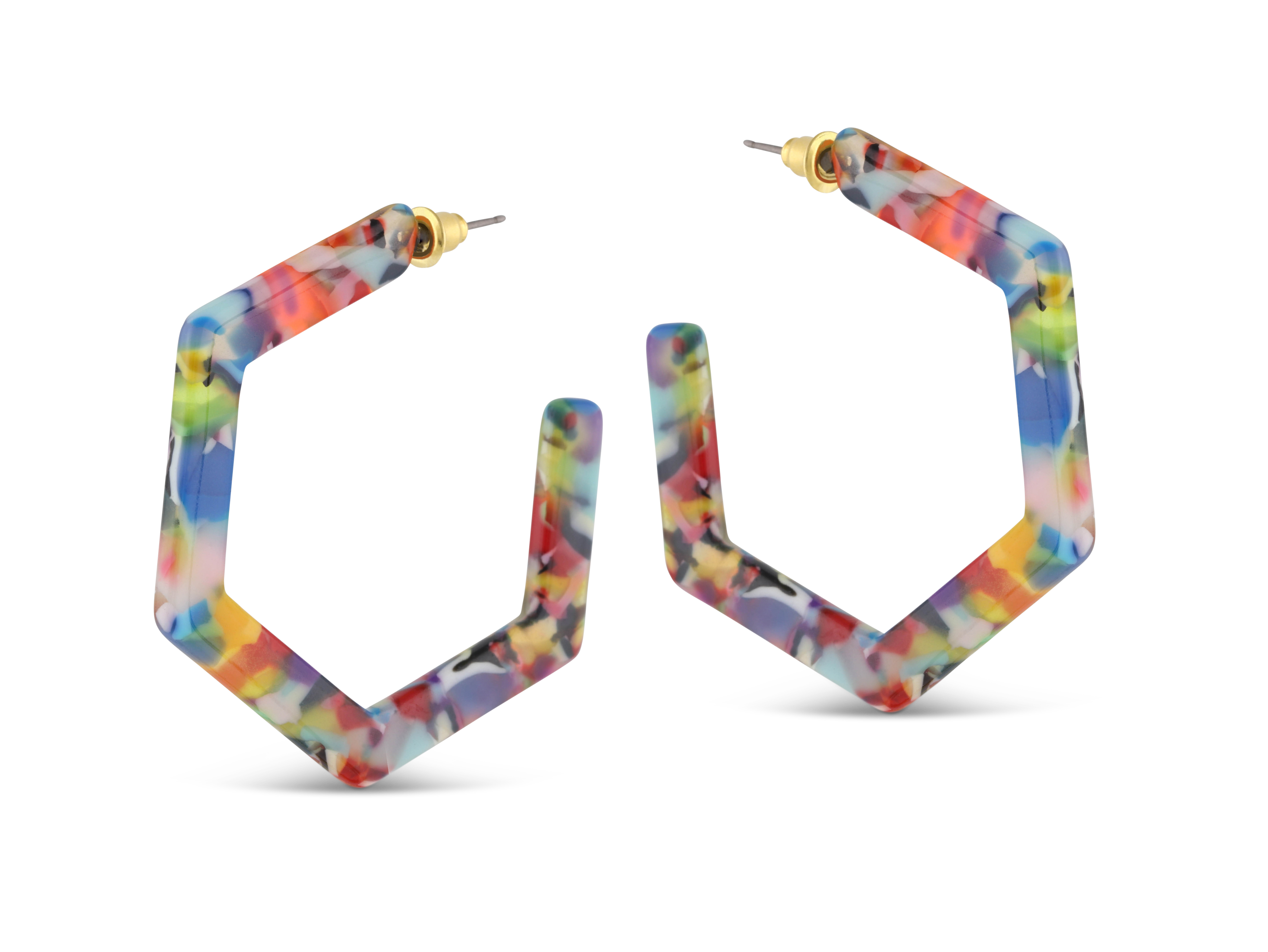 Picture of RED/ORANGE/LILAC Scarlett Hexagon Resin Large Hoop