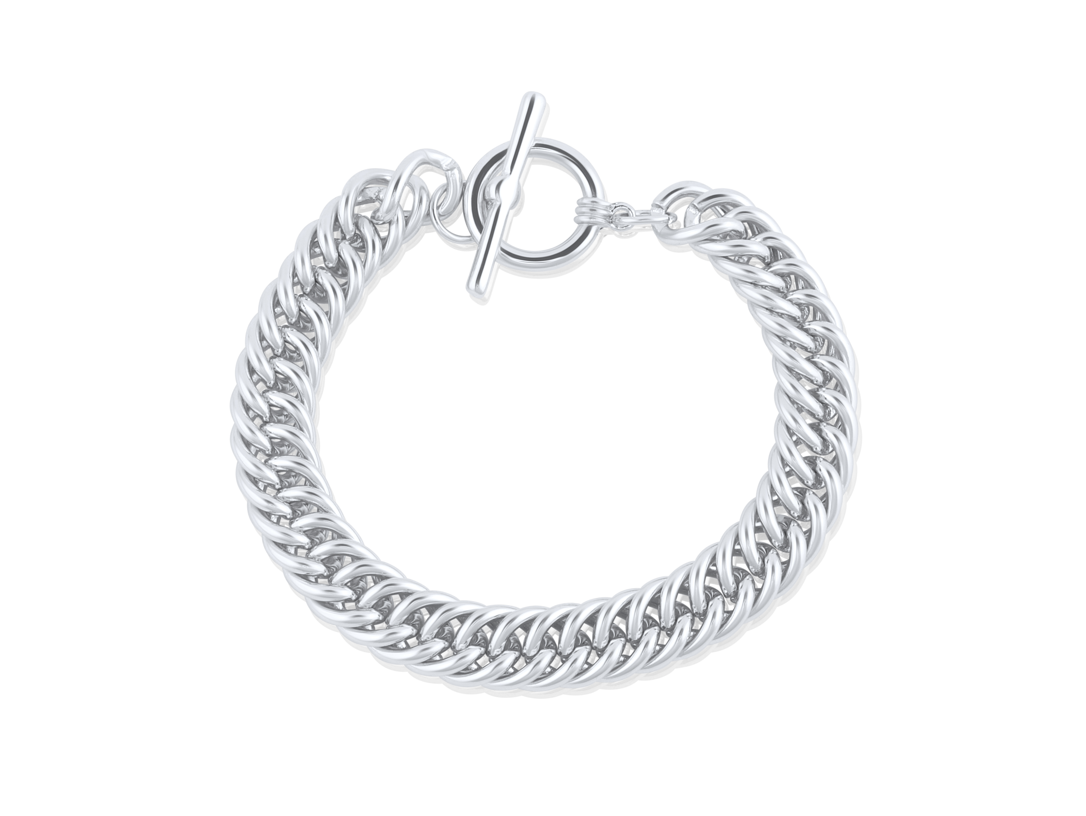 Picture of SILVER MOLLY CURB CHAIN STATEMENT TBAR BRACELET